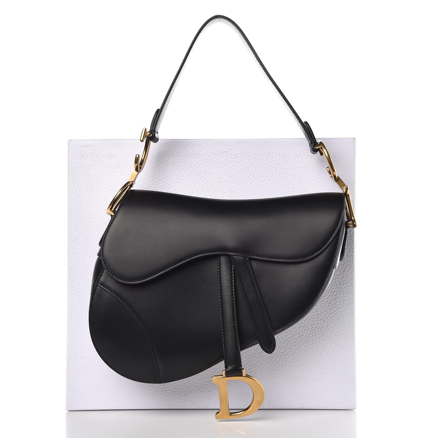 dior black calfskin saddle bag