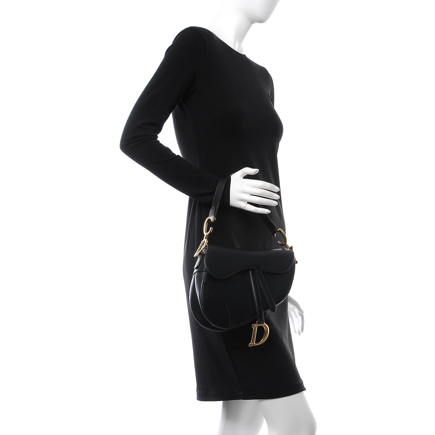 dior black calfskin saddle bag