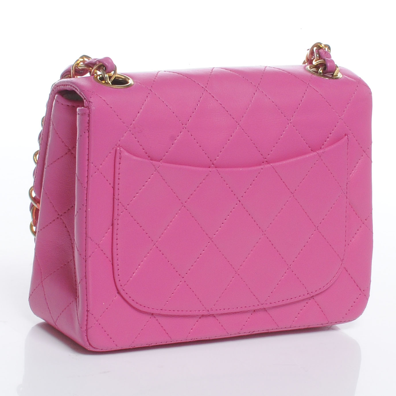 CHANEL Lambskin Quilted Mini Flap Hot Pink 48127