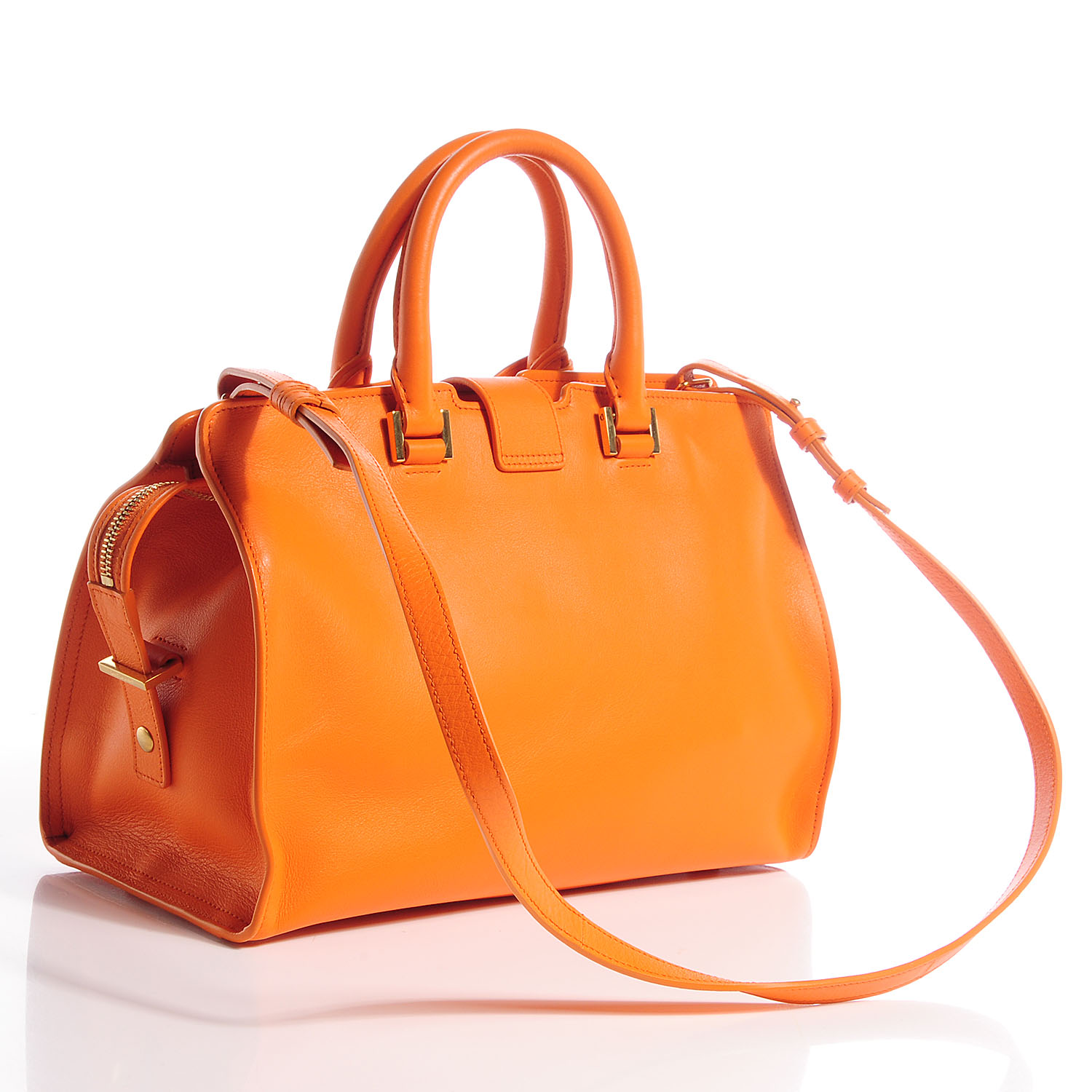 SAINT LAURENT Leather Small Classic Y Cabas Orange 66410