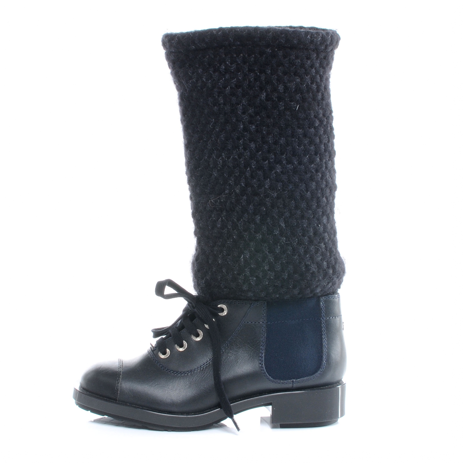 chanel tweed combat boots