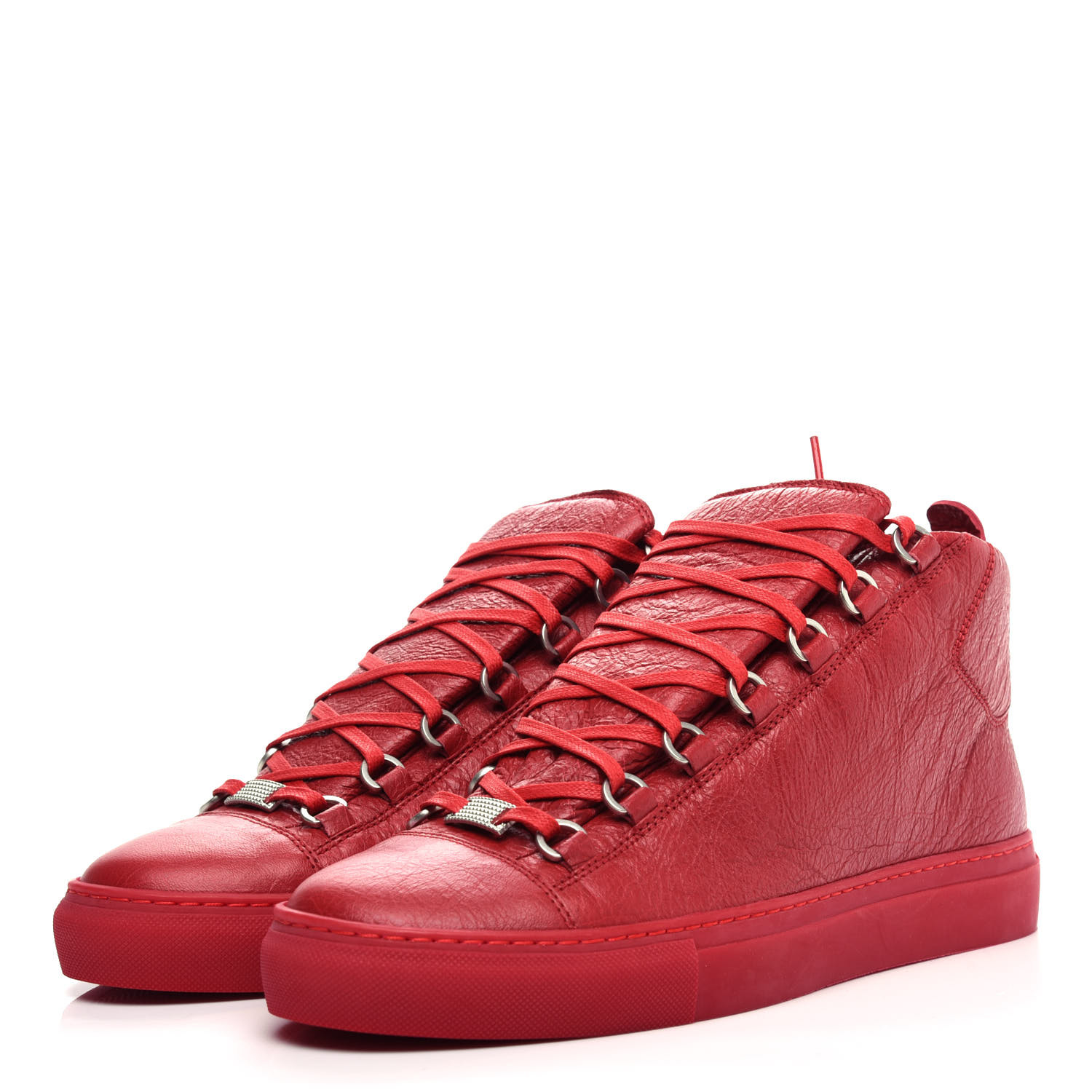 BALENCIAGA Crinkled Calfskin Womens Arena Sneaker 41 Rouge Grenade ...