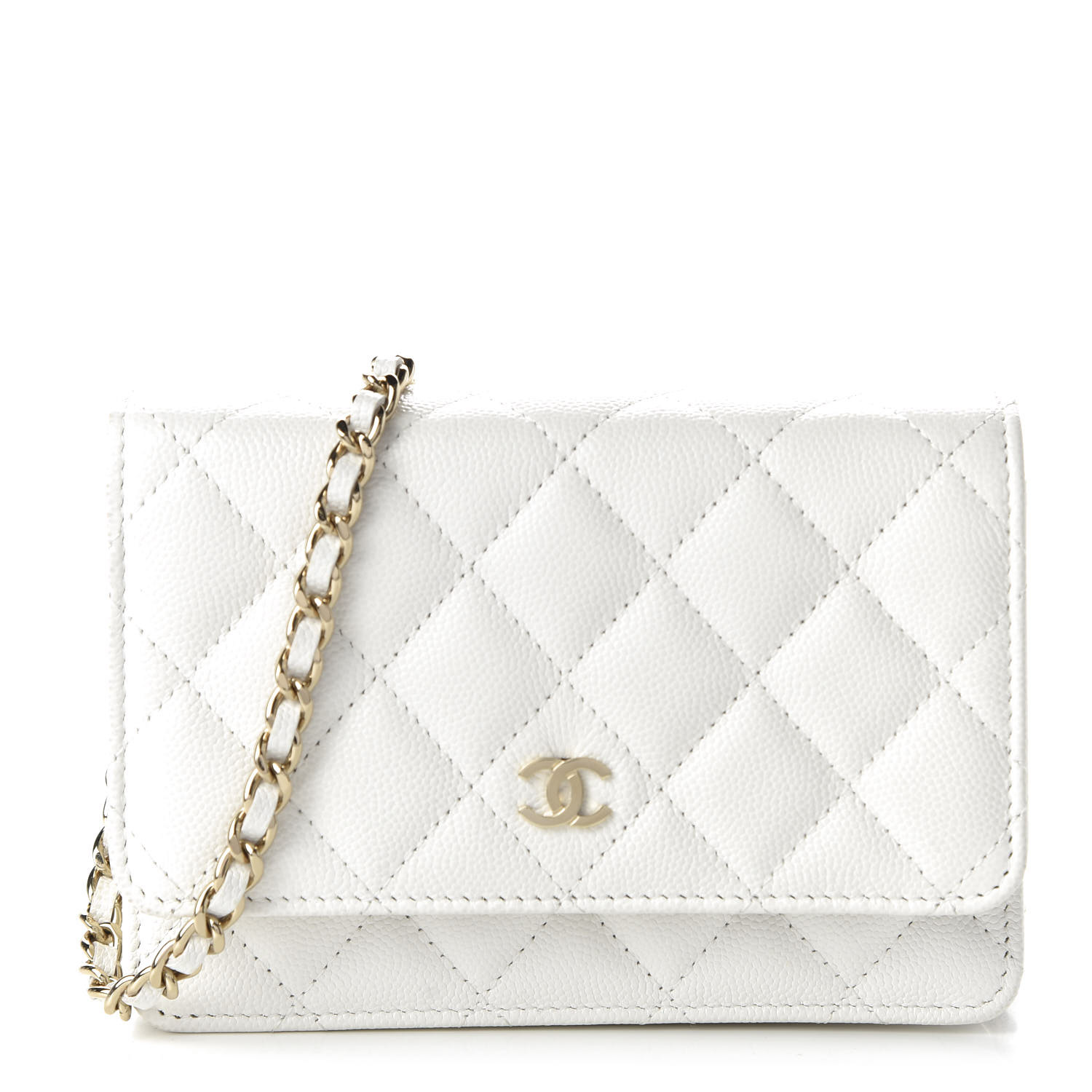 chanel wallet on a chain white