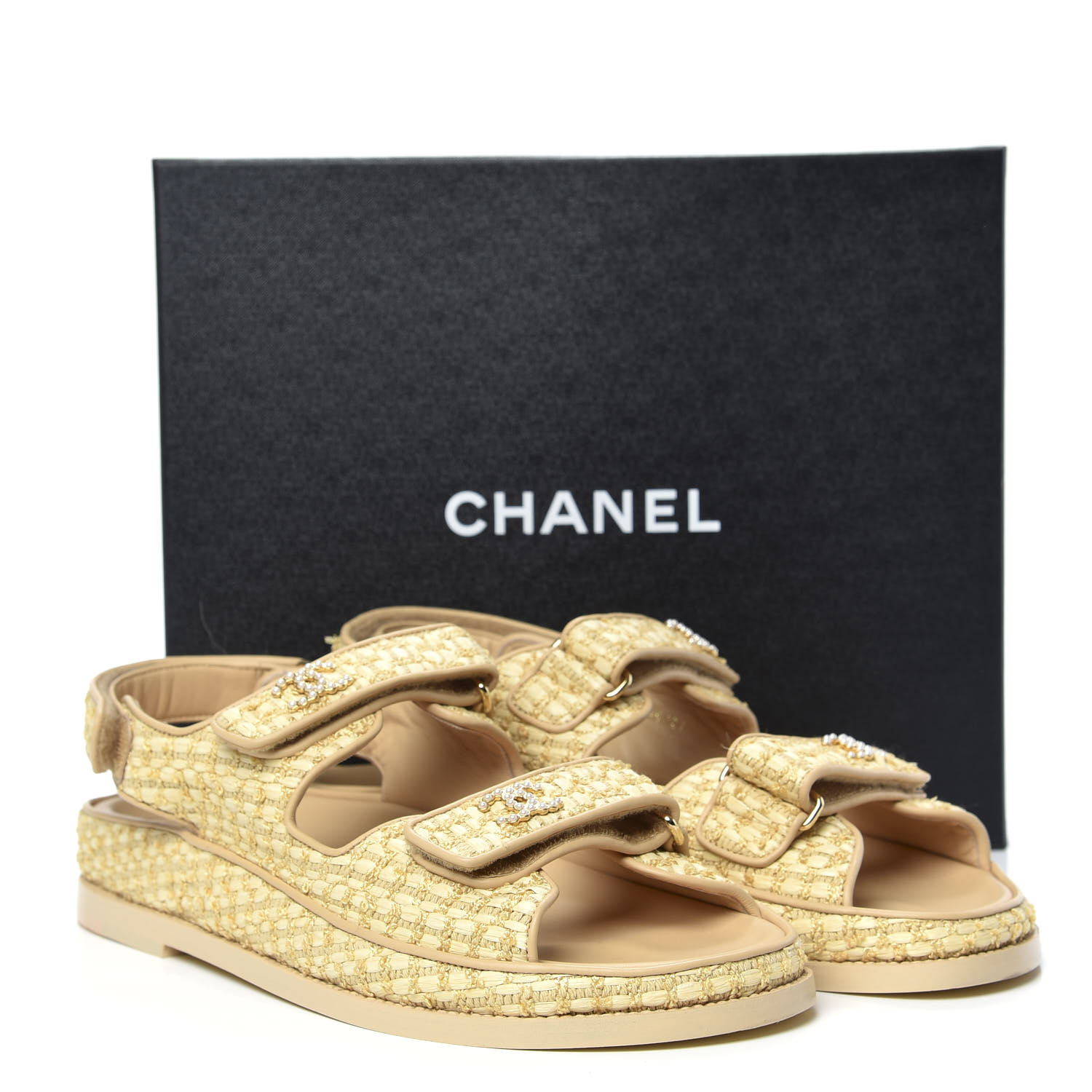 chanel fabric dad sandals