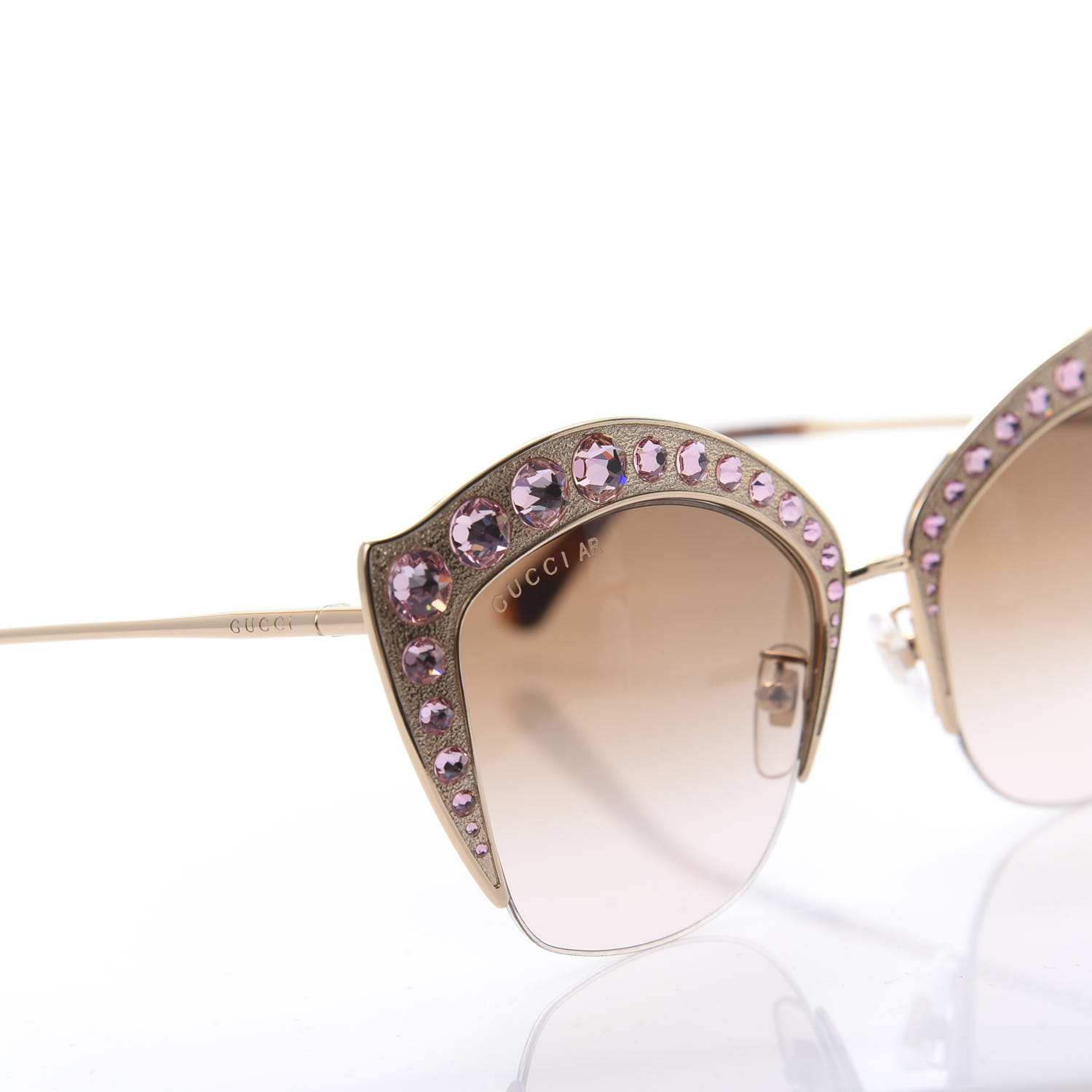 Gucci Metal Crystal Cat Eye Sunglasses Gg00114s Pink 684202 Fashionphile 