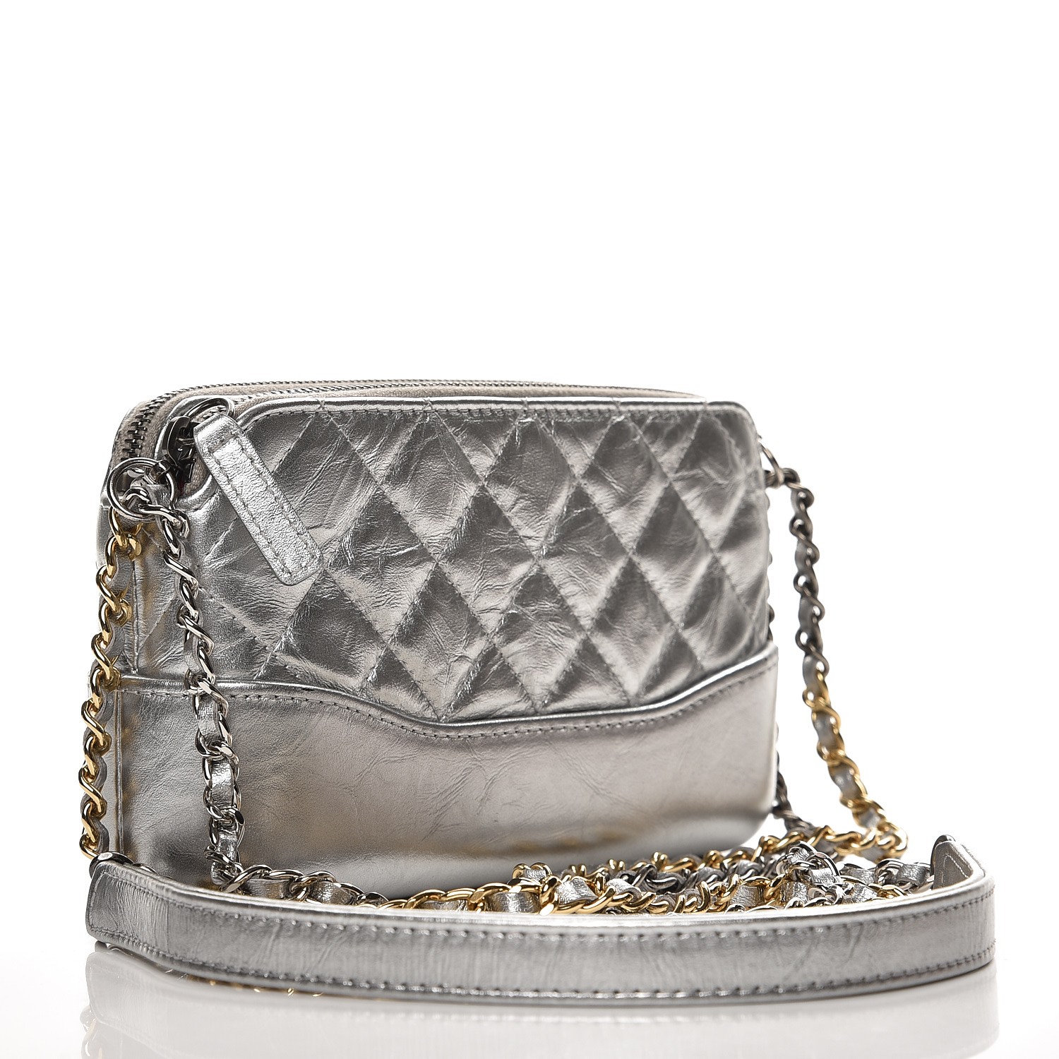 CHANEL Metallic Lambskin Calfskin Quilted Small Gabrielle Clutch With ...