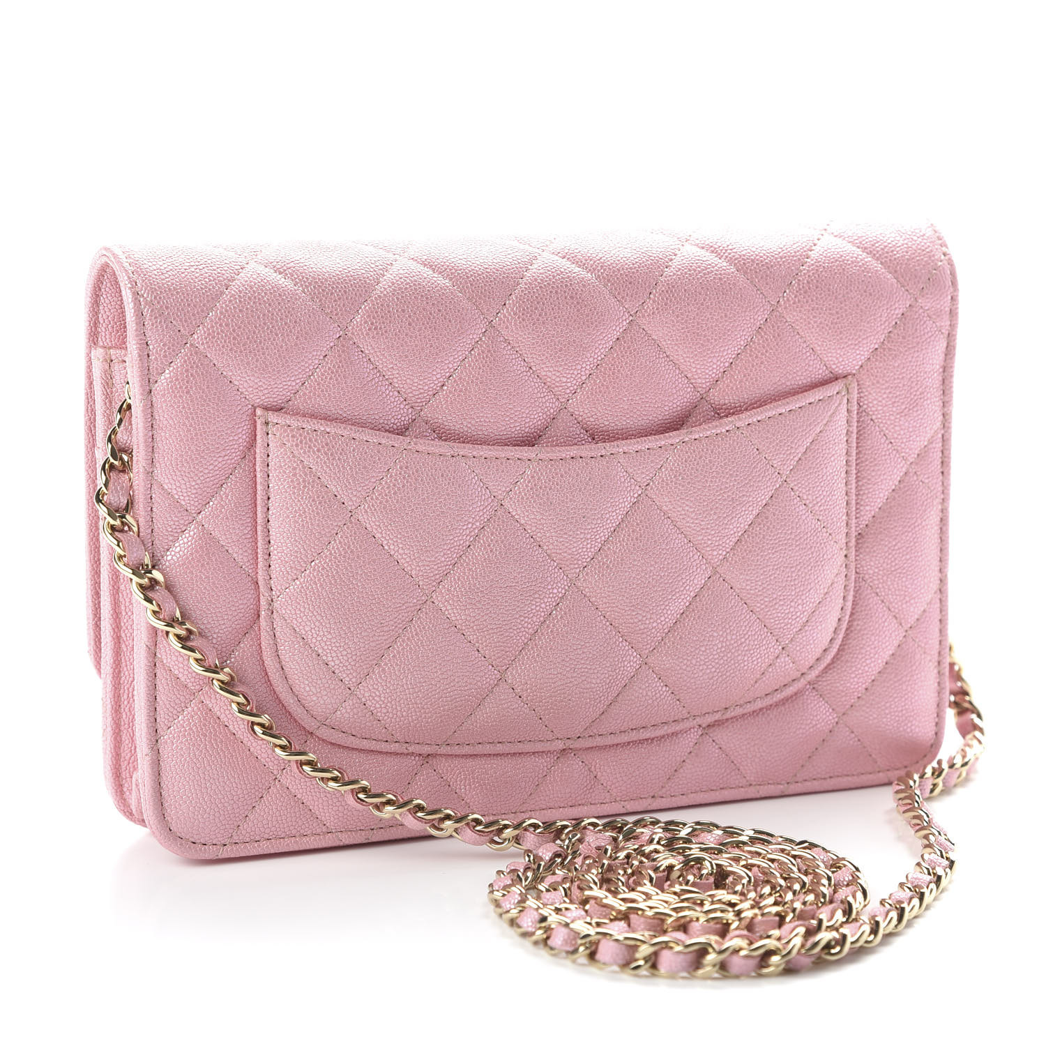 CHANEL Iridescent Caviar Quilted Wallet on Chain WOC Rose Pink 647700 ...