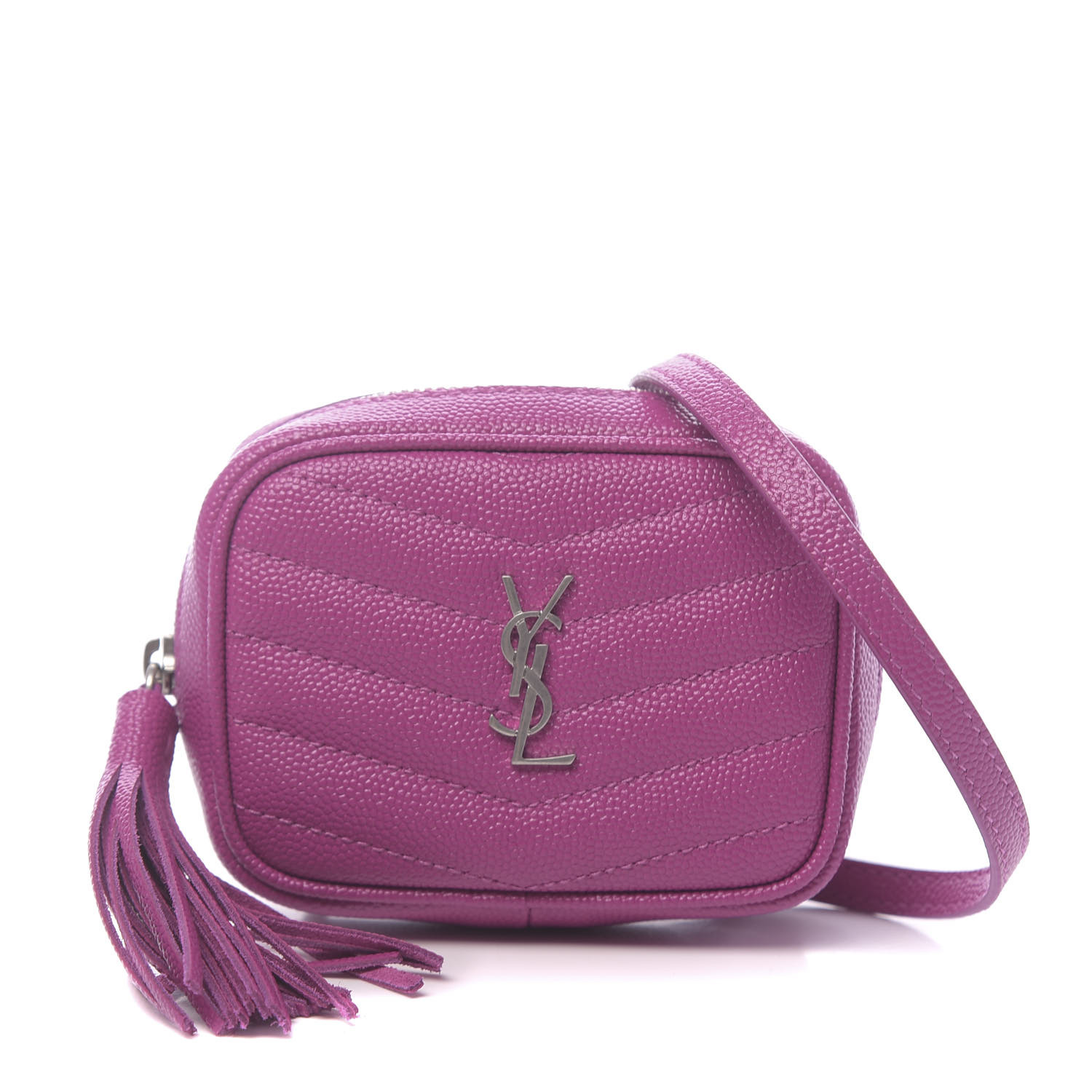 Saint Laurent Grain De Poudre Matelasse Monogram Baby Lou Camera Bag Electric Fuxia Fashionphile