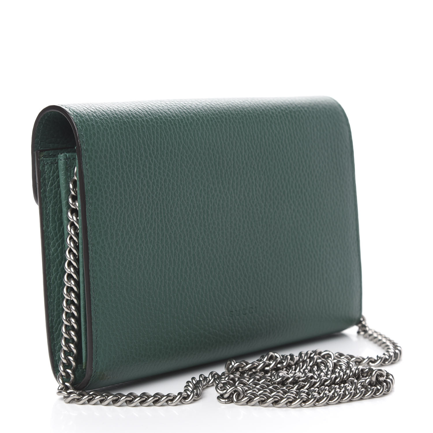 GUCCI Calfskin Mini Dionysus Chain Wallet Emerald 581738