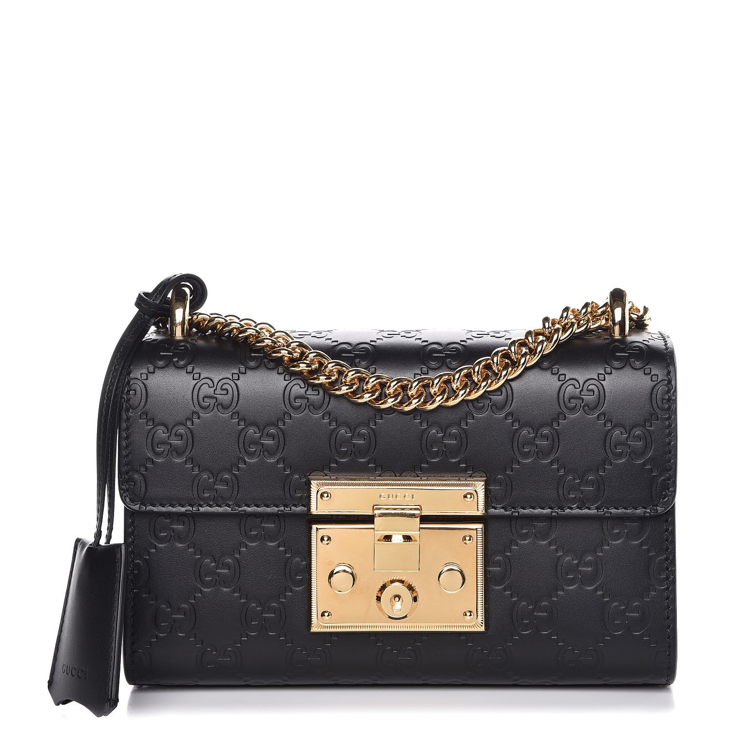 GUCCI Guccissima Small Padlock Shoulder Bag Black 286857