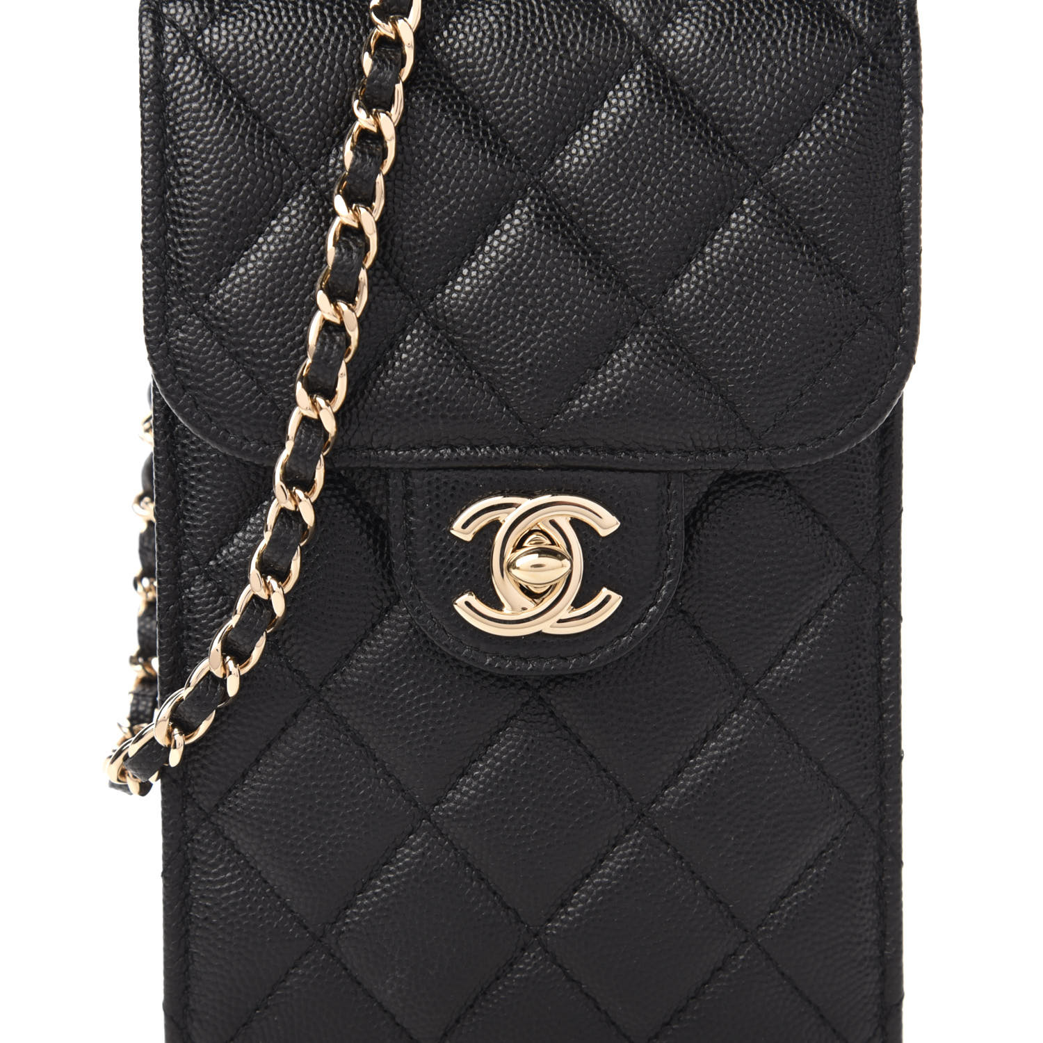 Chanel Caviar Quilted Classic Phone Holder Black 7147 Fashionphile