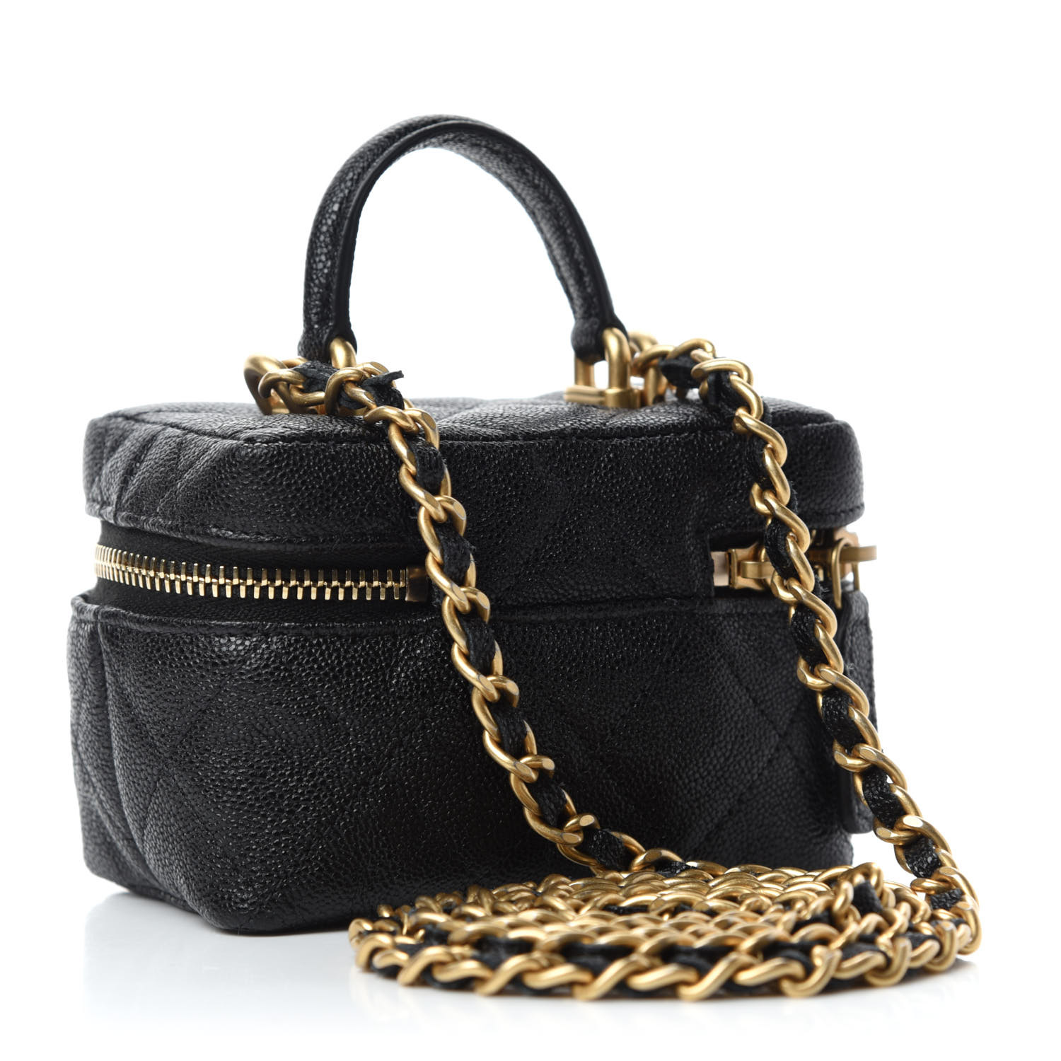 CHANEL Caviar Quilted Mini Top Handle Vanity With Chain Black 719659 ...