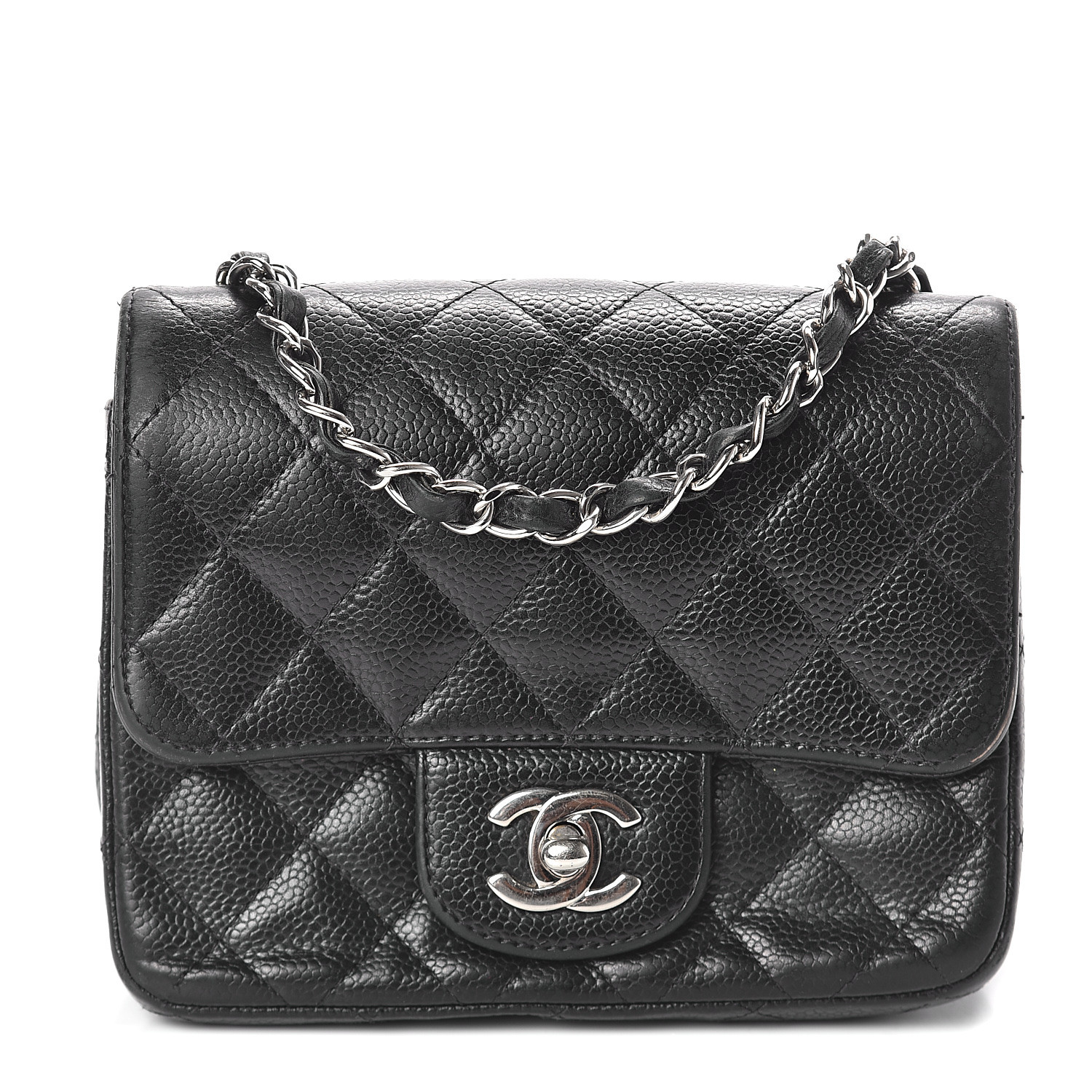 chanel caviar quilted mini square flap black