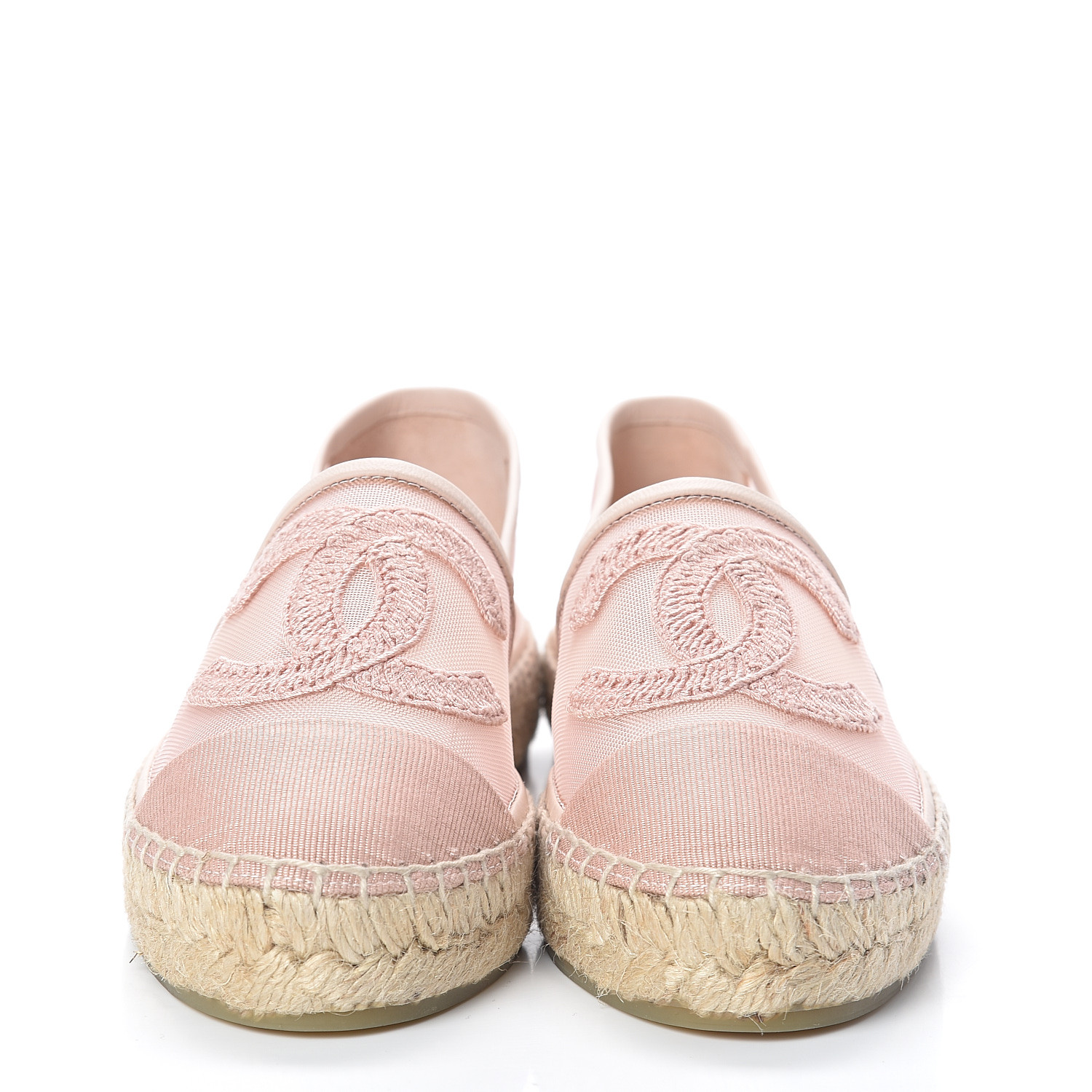 chanel pink mesh espadrilles