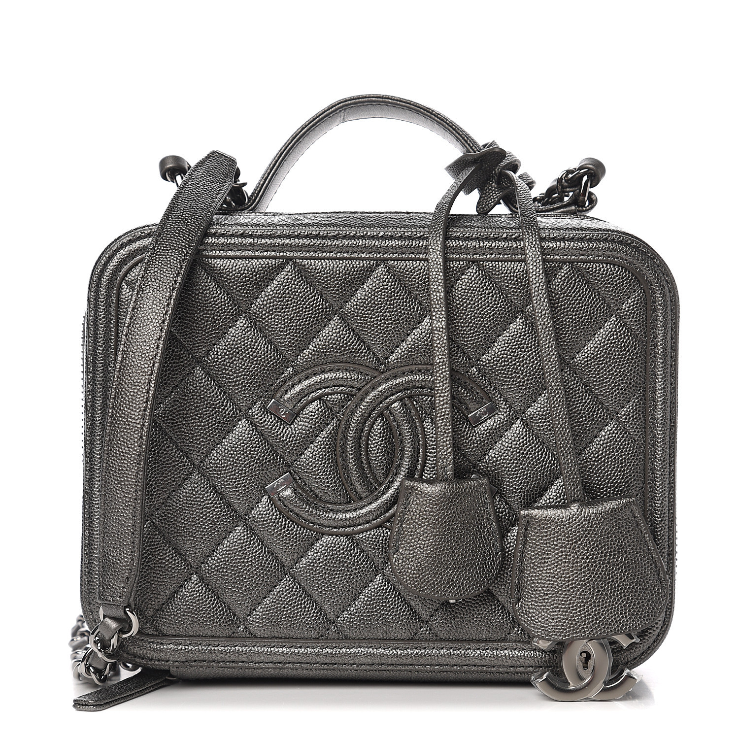 chanel caviar quilted small cc filigree vanity case