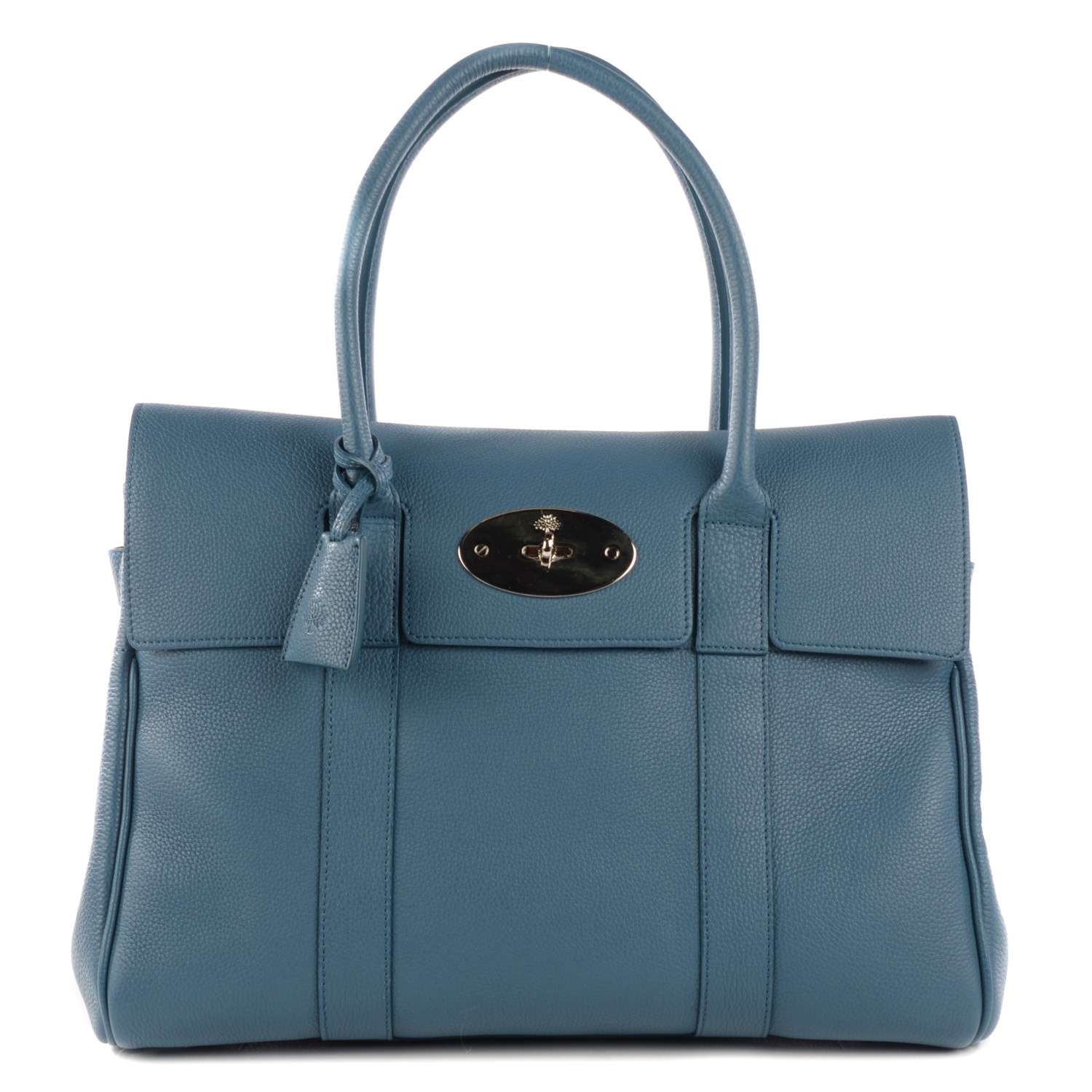 MULBERRY Classic Grain Small Bayswater Steel Blue 117298
