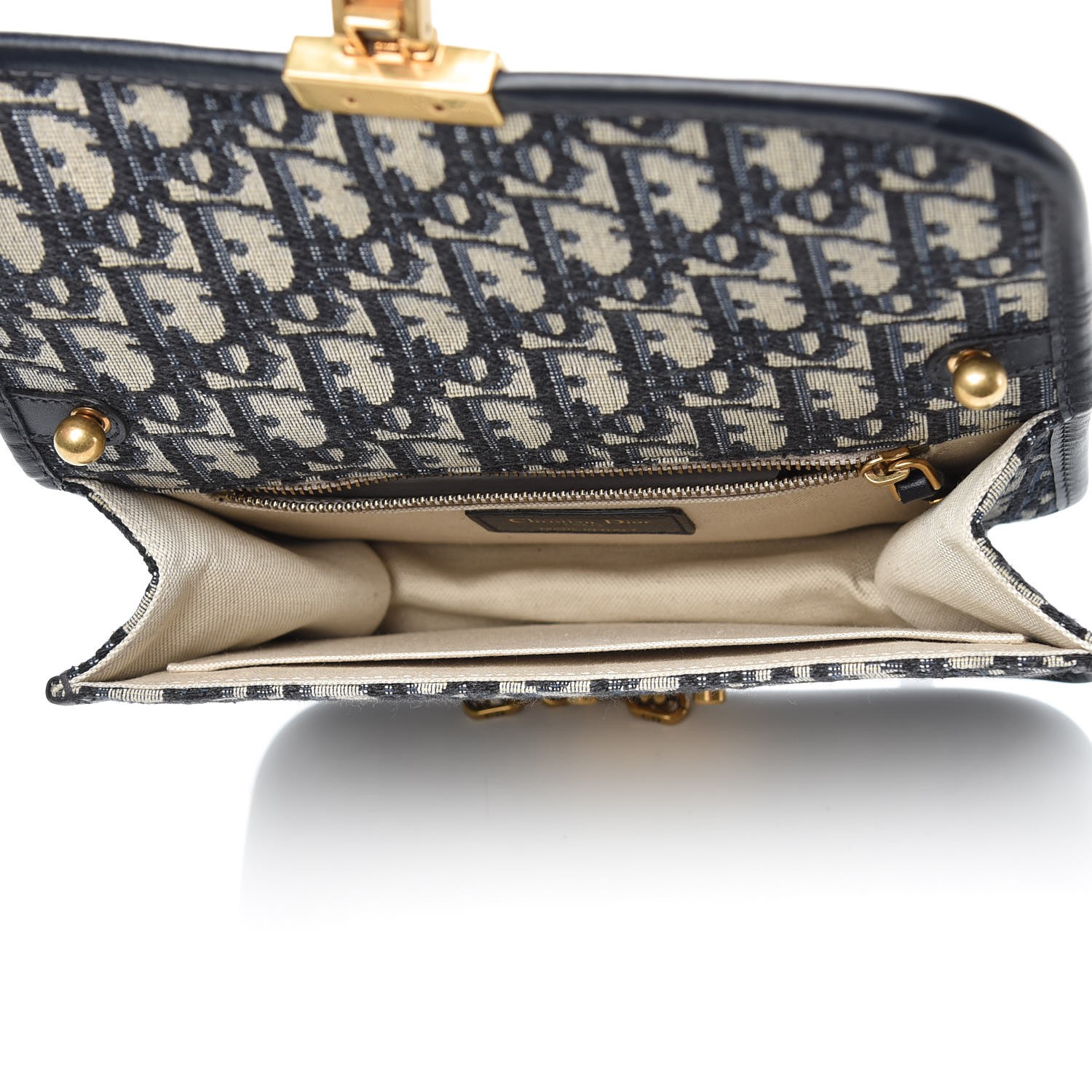 Christian Dior Oblique Dioraddict Small Flap Bag Navy Blue