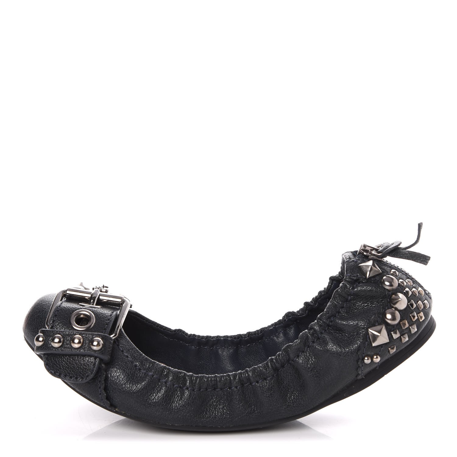 MIU MIU Goatskin Studded Buckle Ballet 