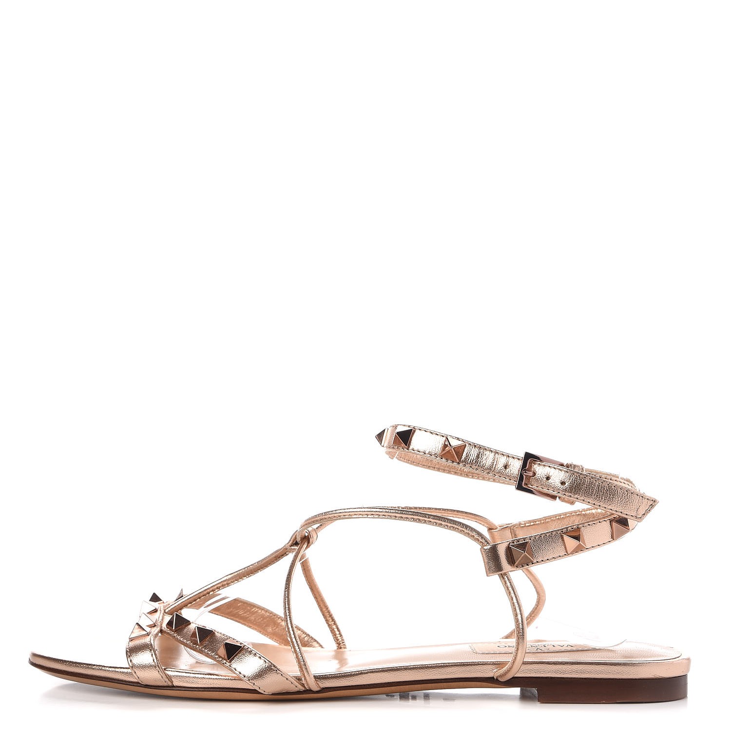 rose gold criss cross sandals