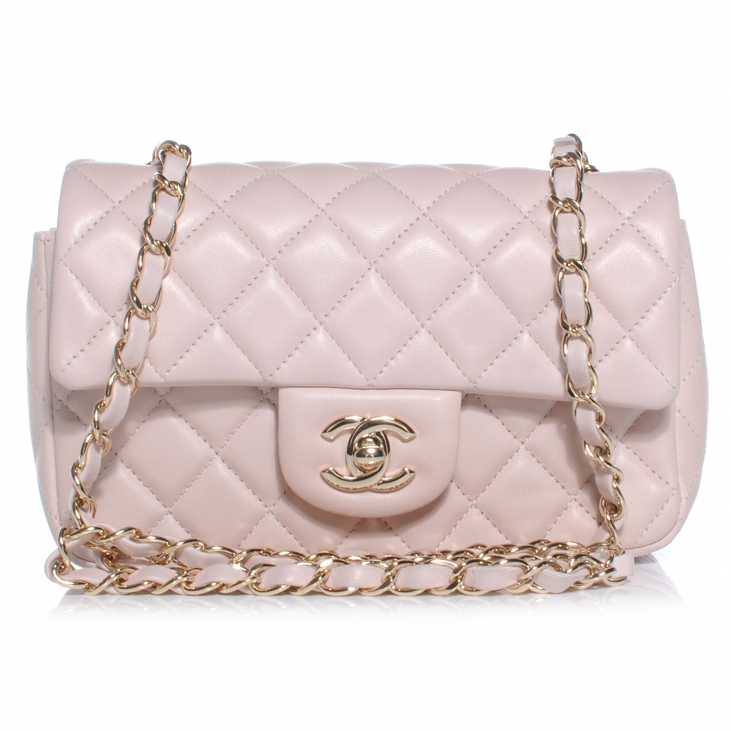 CHANEL Lambskin Quilted New Mini Flap Light Pink 43679