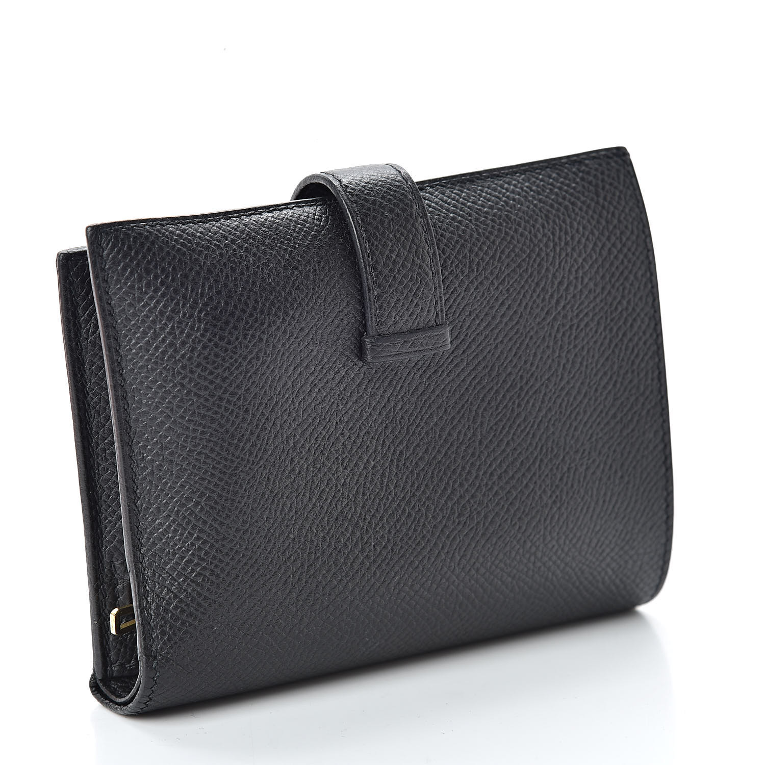 HERMES Epsom Bearn Compact Wallet Black 504007