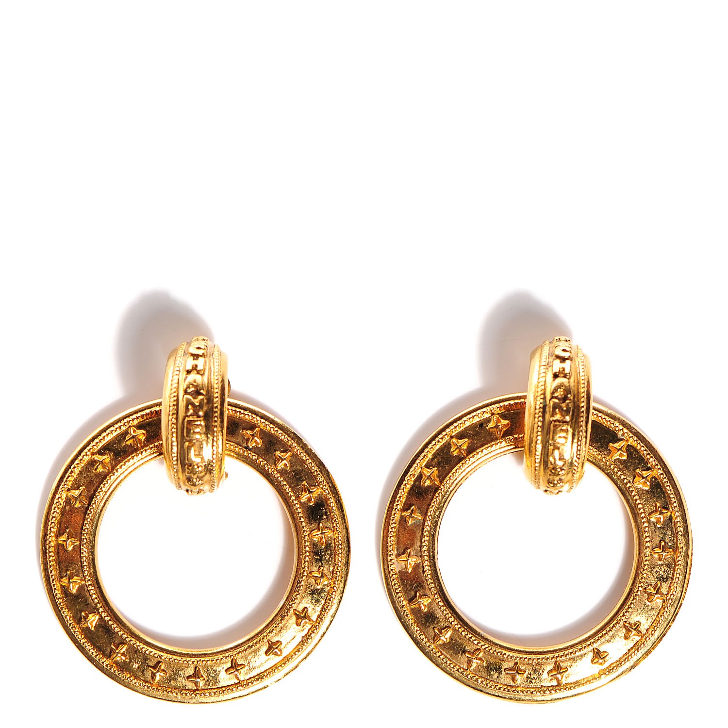 CHANEL Hoop Clip On Earrings Gold 103741