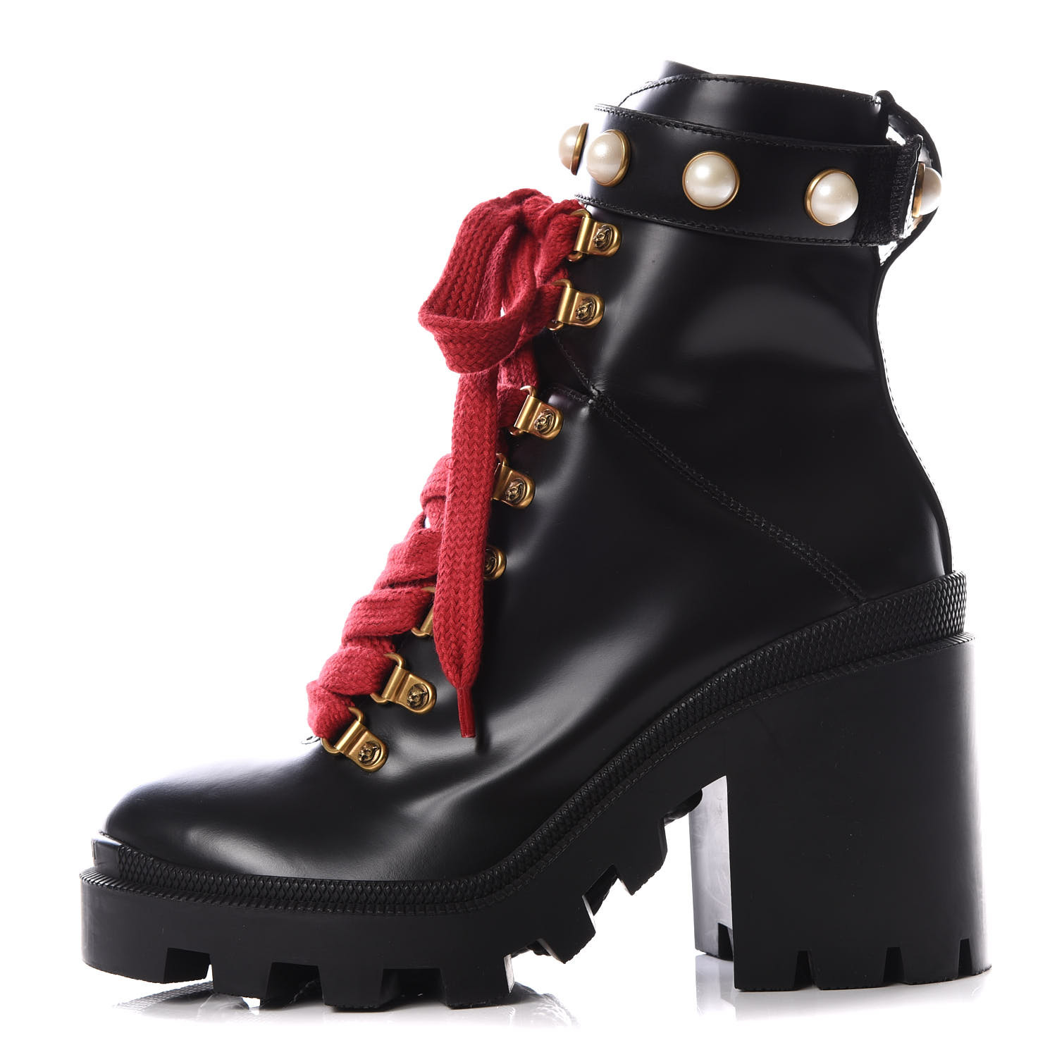gucci black boots red laces