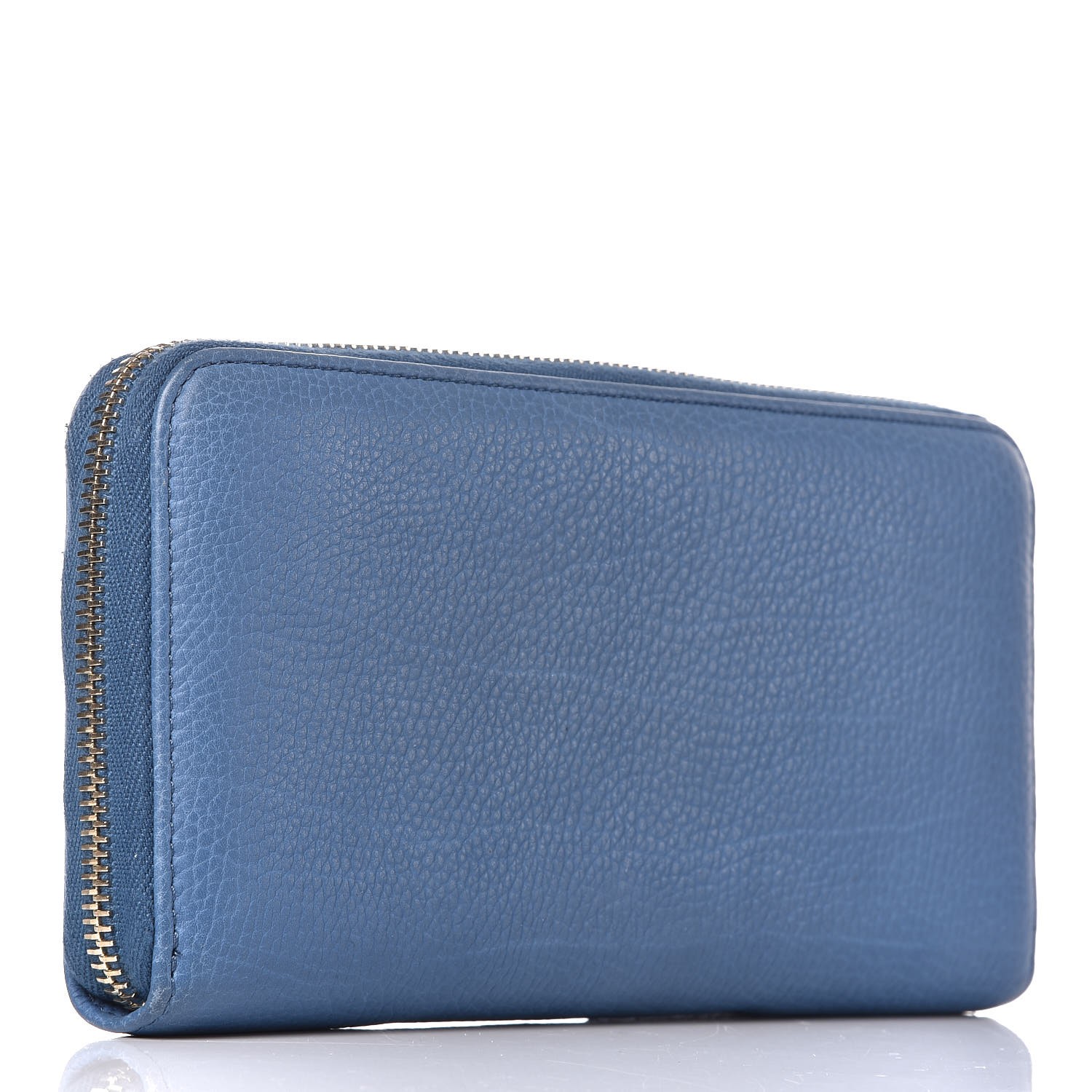 BALENCIAGA Grained Calfskin Tube Continental Zip Around Wallet Blue 341983