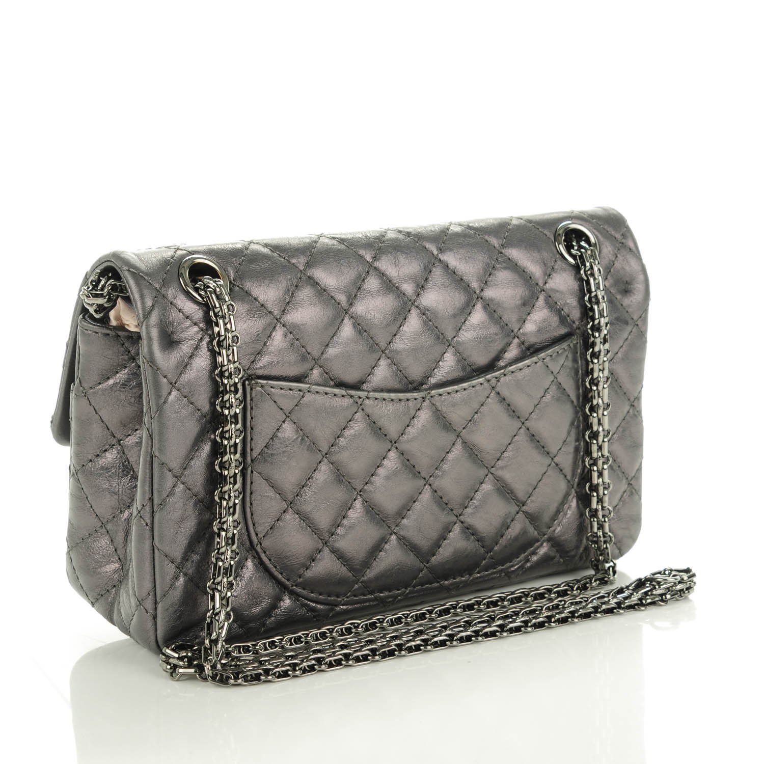 CHANEL Metallic Aged Calfskin Quilted 2.55 Reissue 225 Flap Dark Silver ...