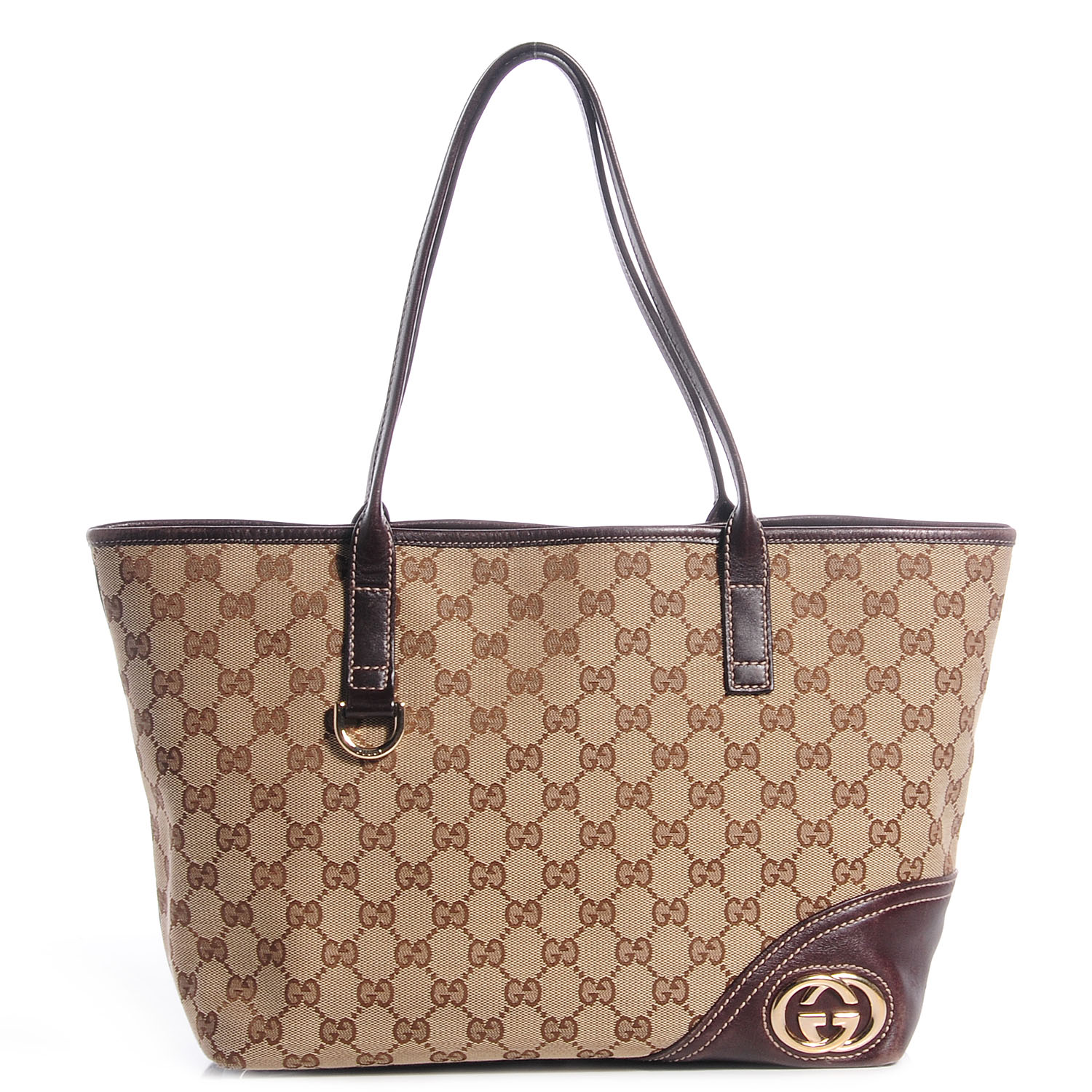 GUCCI Monogram New Britt Medium Tote Brown 77063