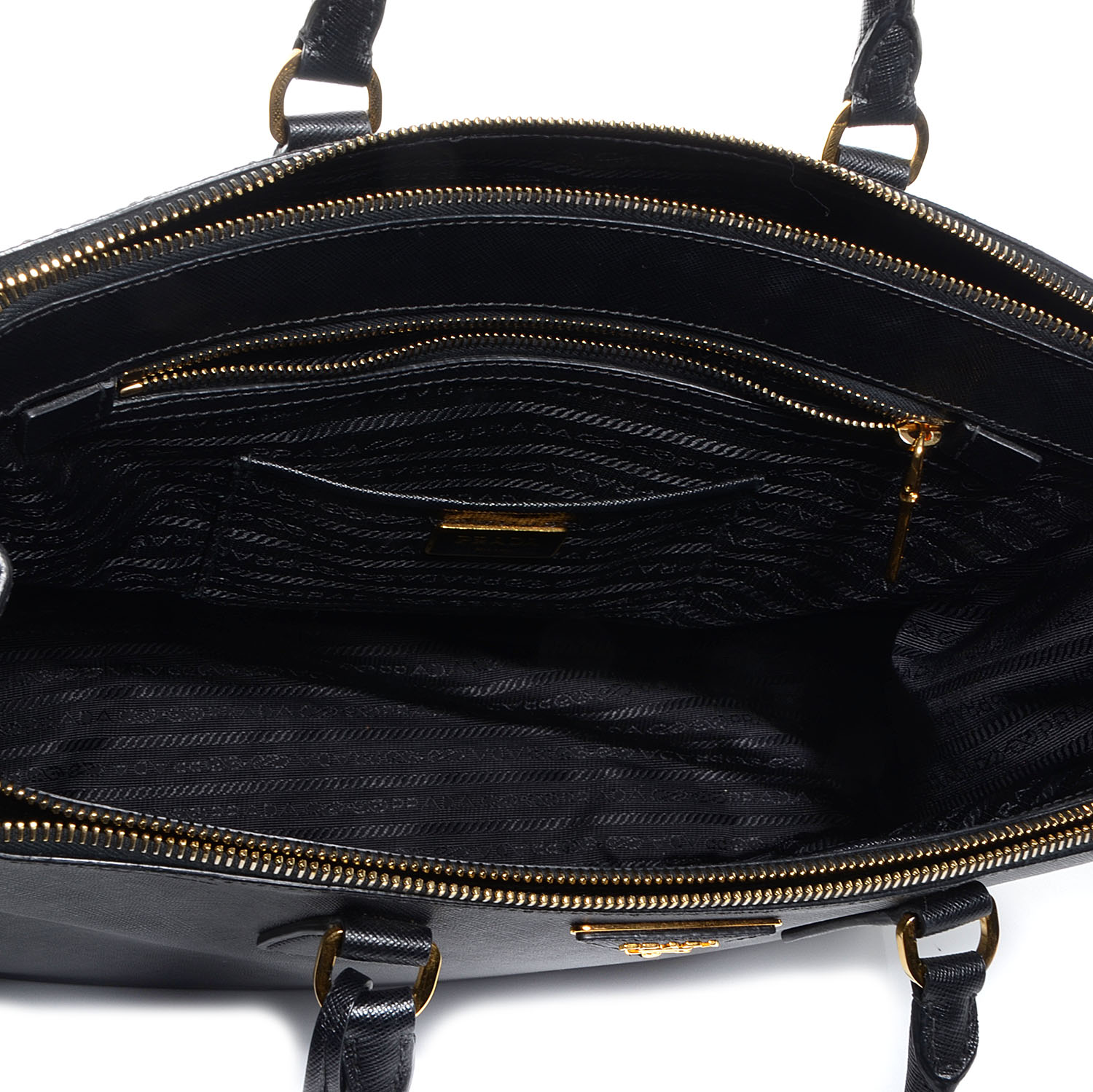 PRADA Saffiano Lux Large Double Zip Tote Nero Black 78749