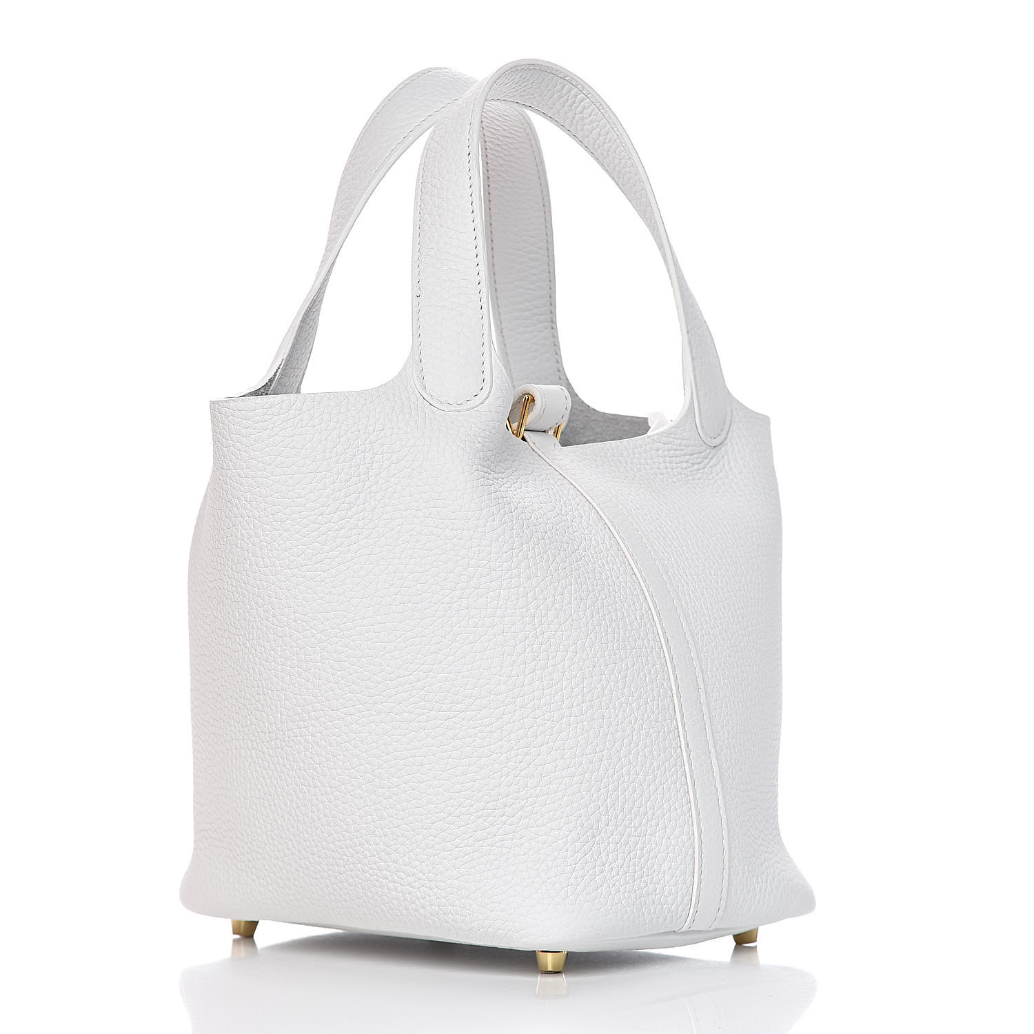 HERMES Taurillon Clemence Picotin Lock 18 PM White 466605