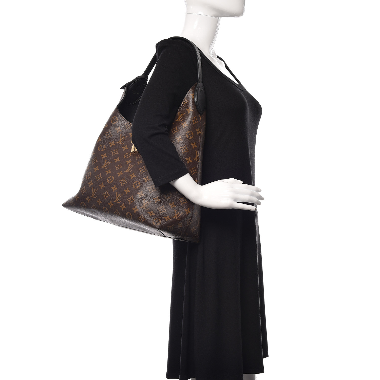 LOUIS VUITTON Monogram Flower Hobo Black 470478