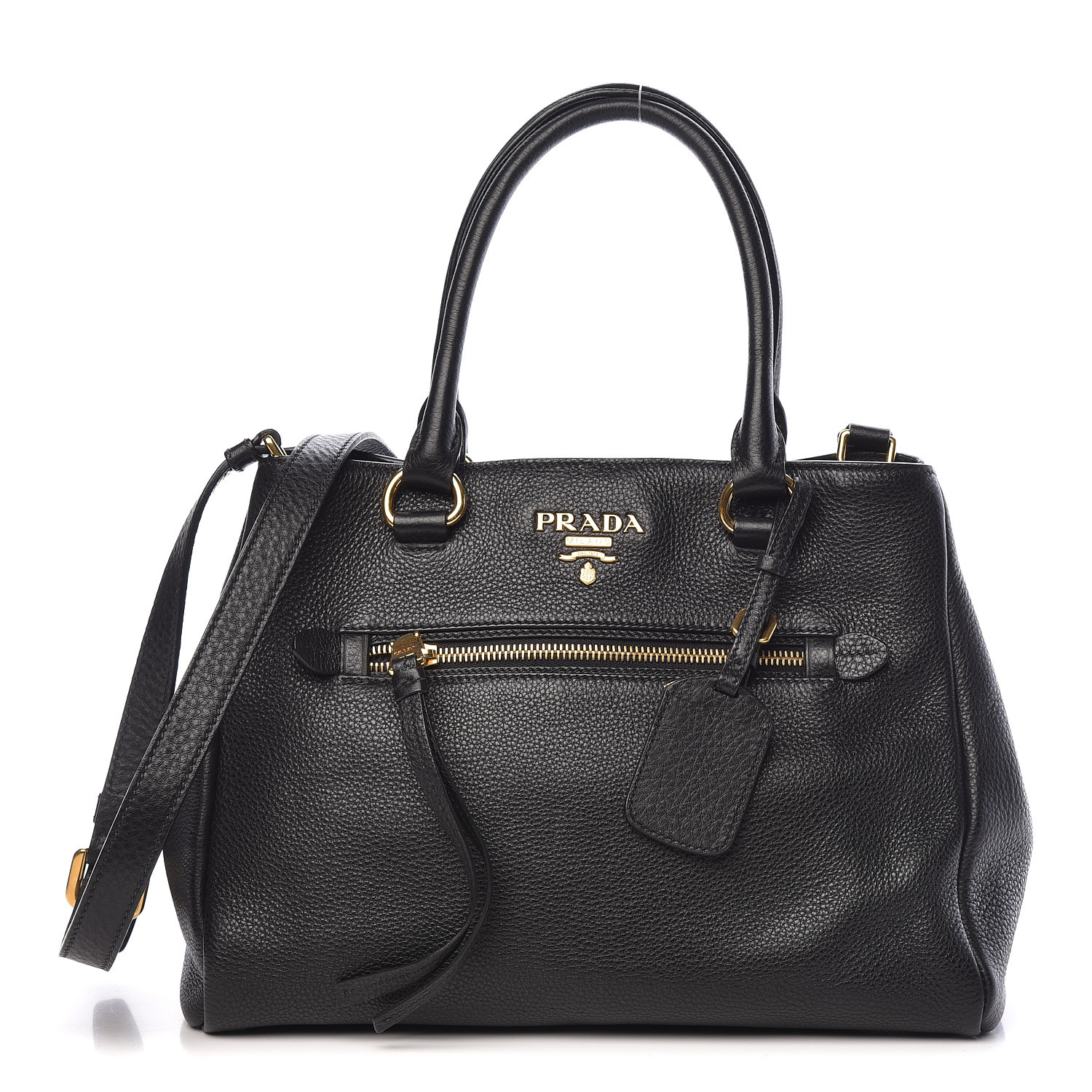 PRADA Vitello Phenix Shopping Bag Black 468791 | FASHIONPHILE