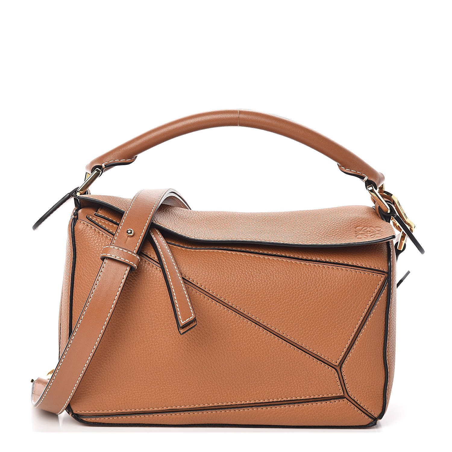 LOEWE Grained Calfskin Small Puzzle Bag Tan 469130