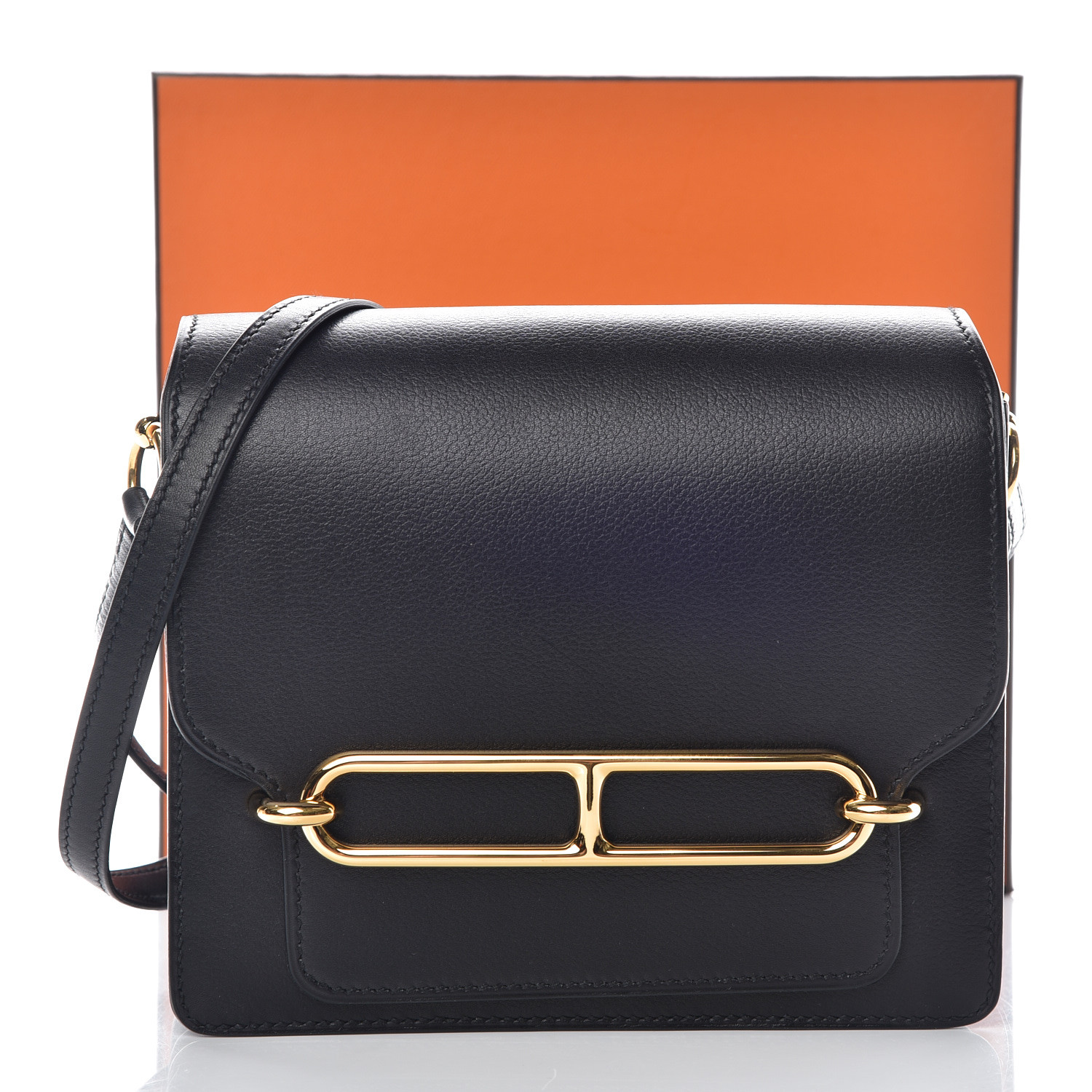 HERMES Evergrain Mini Sac Roulis Black 407440