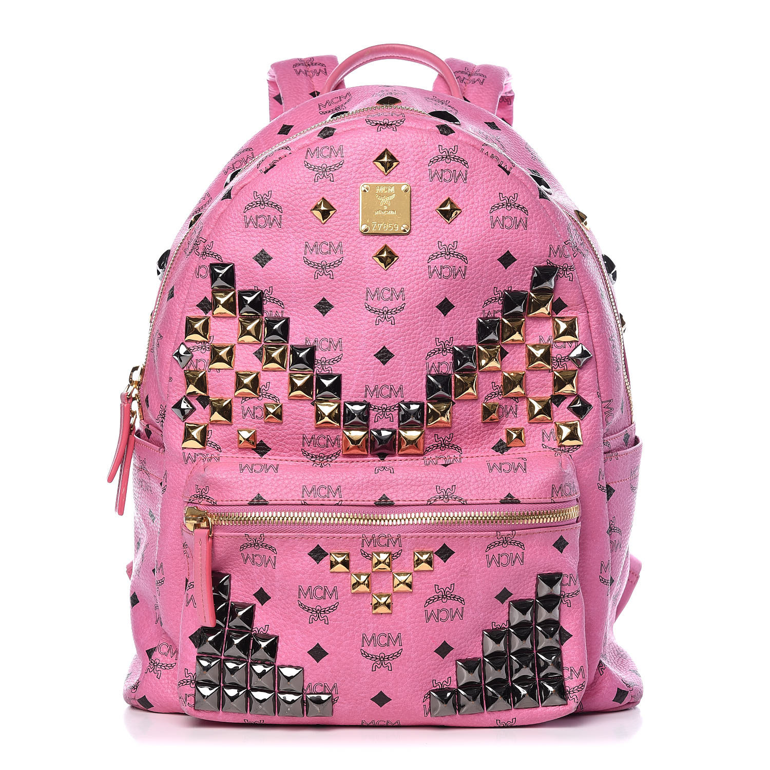 mcm pink studded backpack