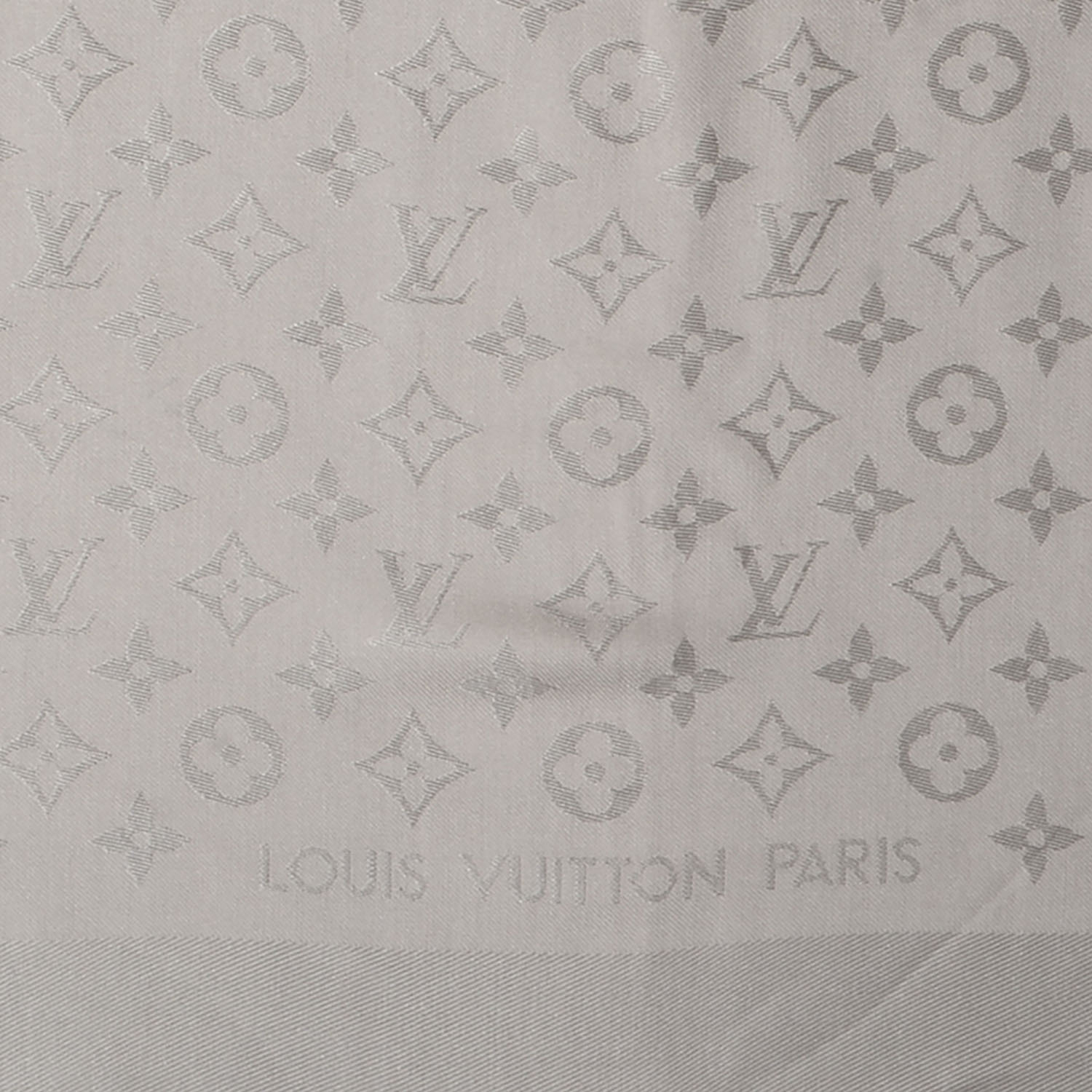 LOUIS VUITTON Silk Wool Monogram Shawl Beige 67817