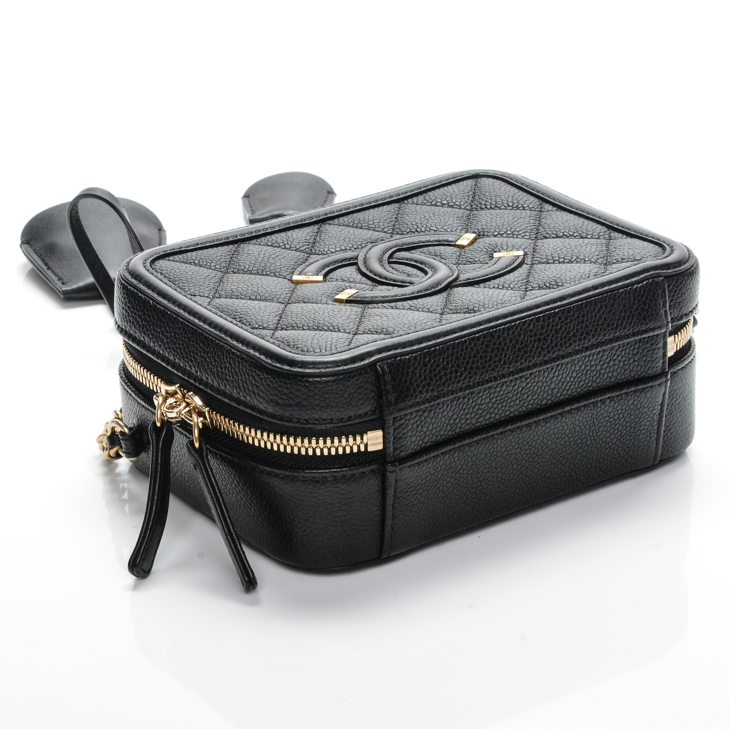 chanel caviar quilted small cc filigree vanity case