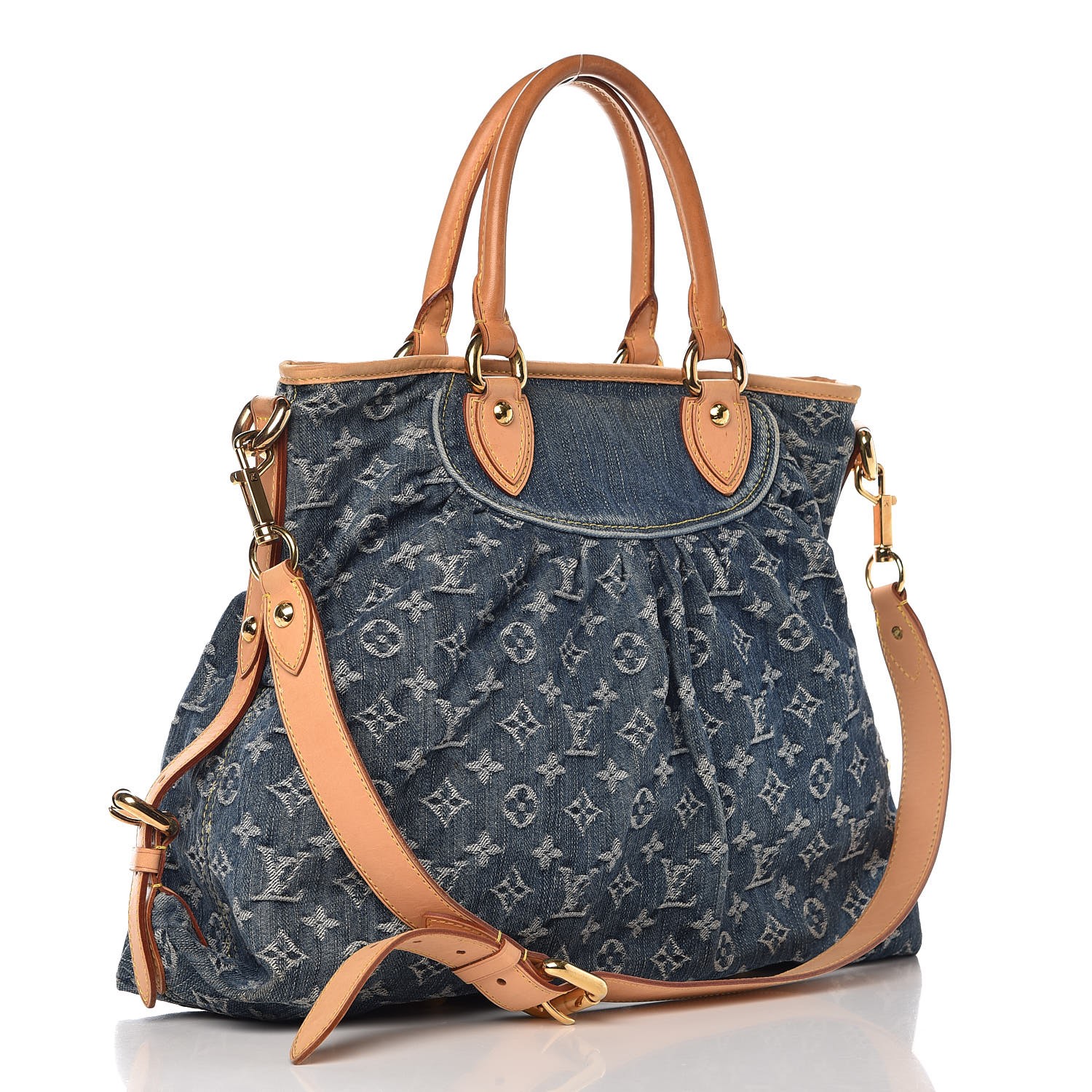 LOUIS VUITTON Cabby MM Monogram Denim Shoulder Bag Blue