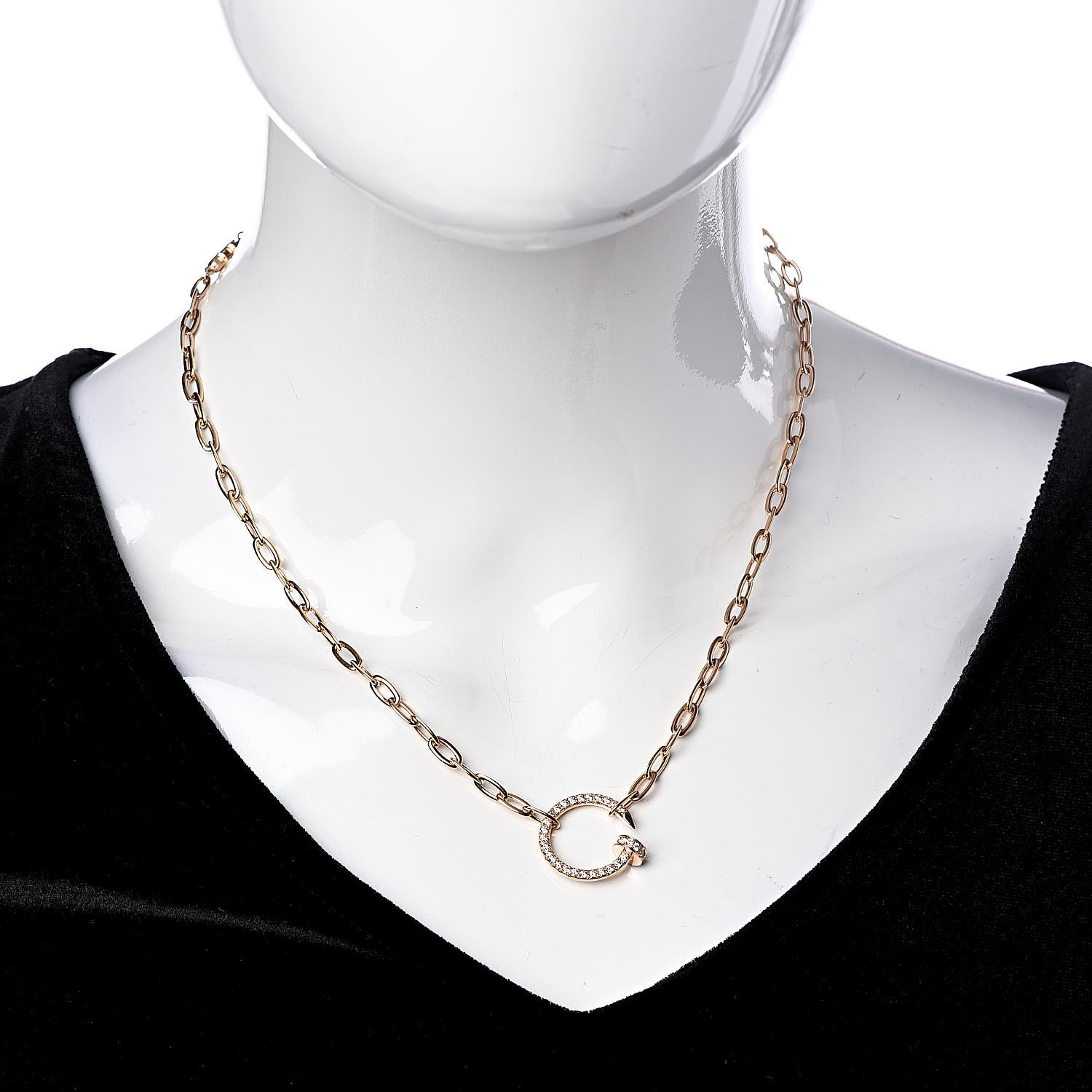 CARTIER 18K Pink Gold Diamond Juste Un Clou Chain Necklace 498128