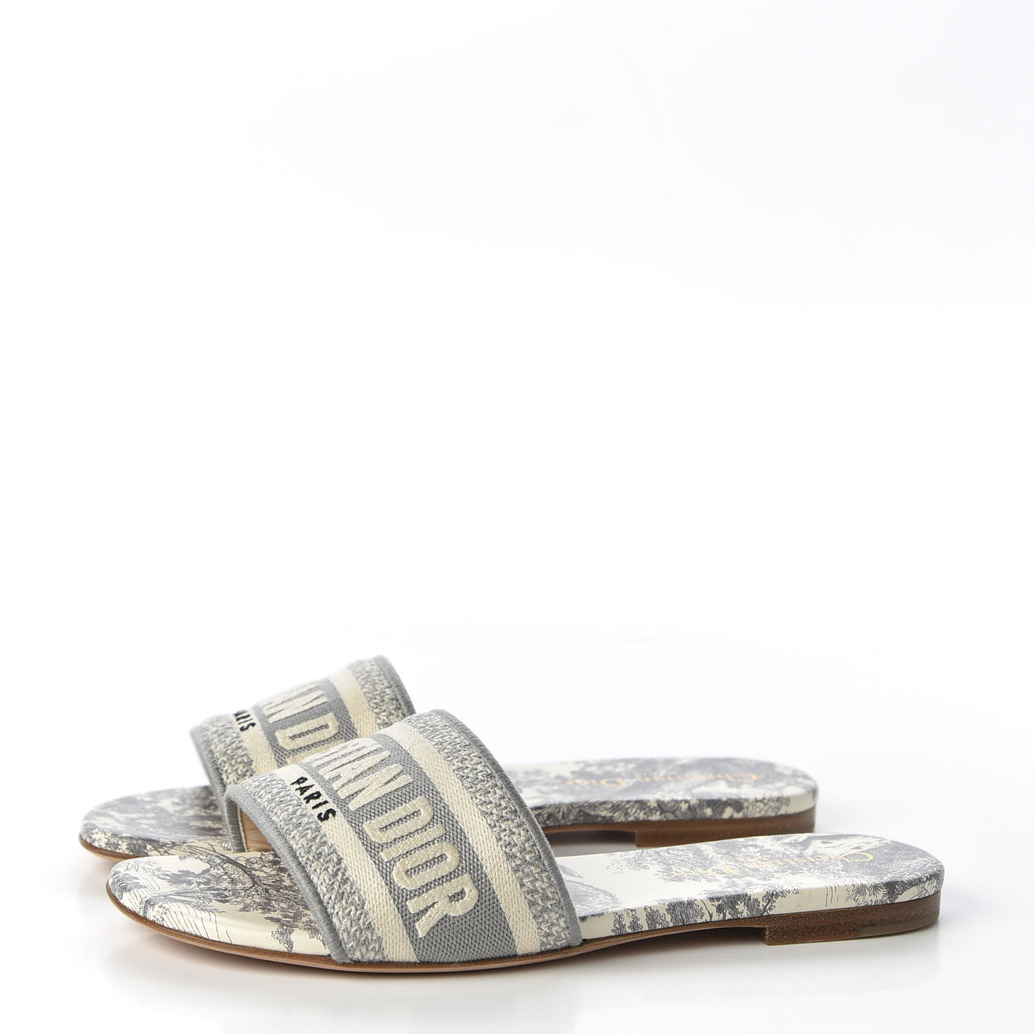 CHRISTIAN DIOR Canvas Embroidered Dway Mules Slide Sandals 36 Grey ...