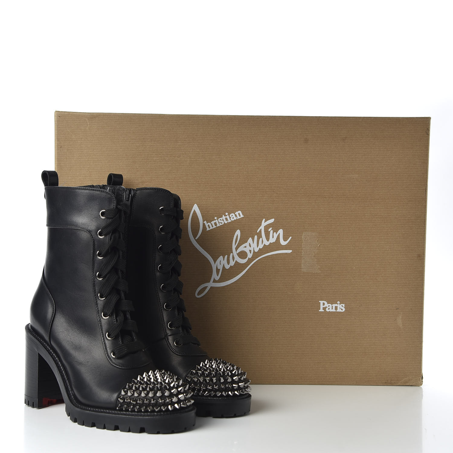 Christian Louboutin Calfskin Spikes Ts Croc 70 Boots 35 5 Black 582607 Fashionphile