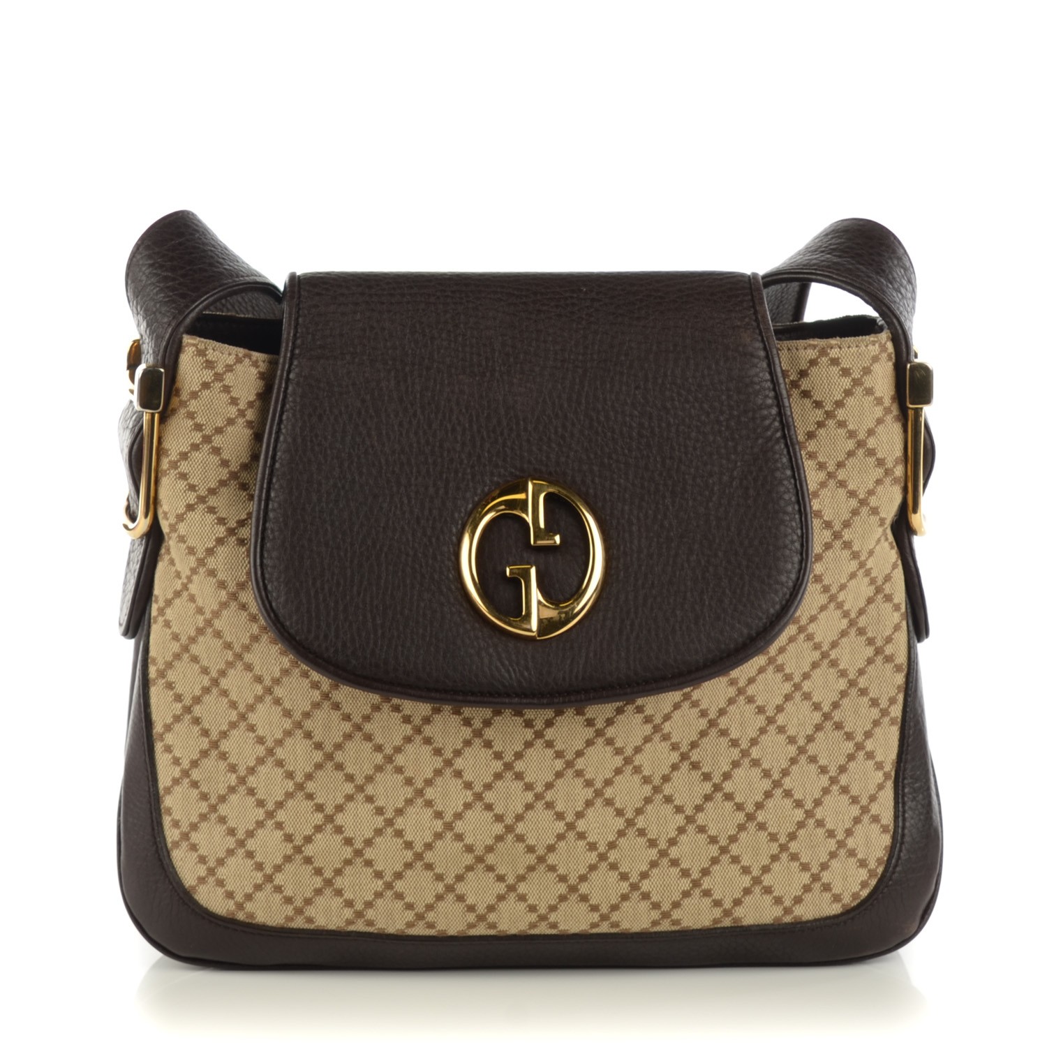 gucci brown diamante canvas shoulder bag