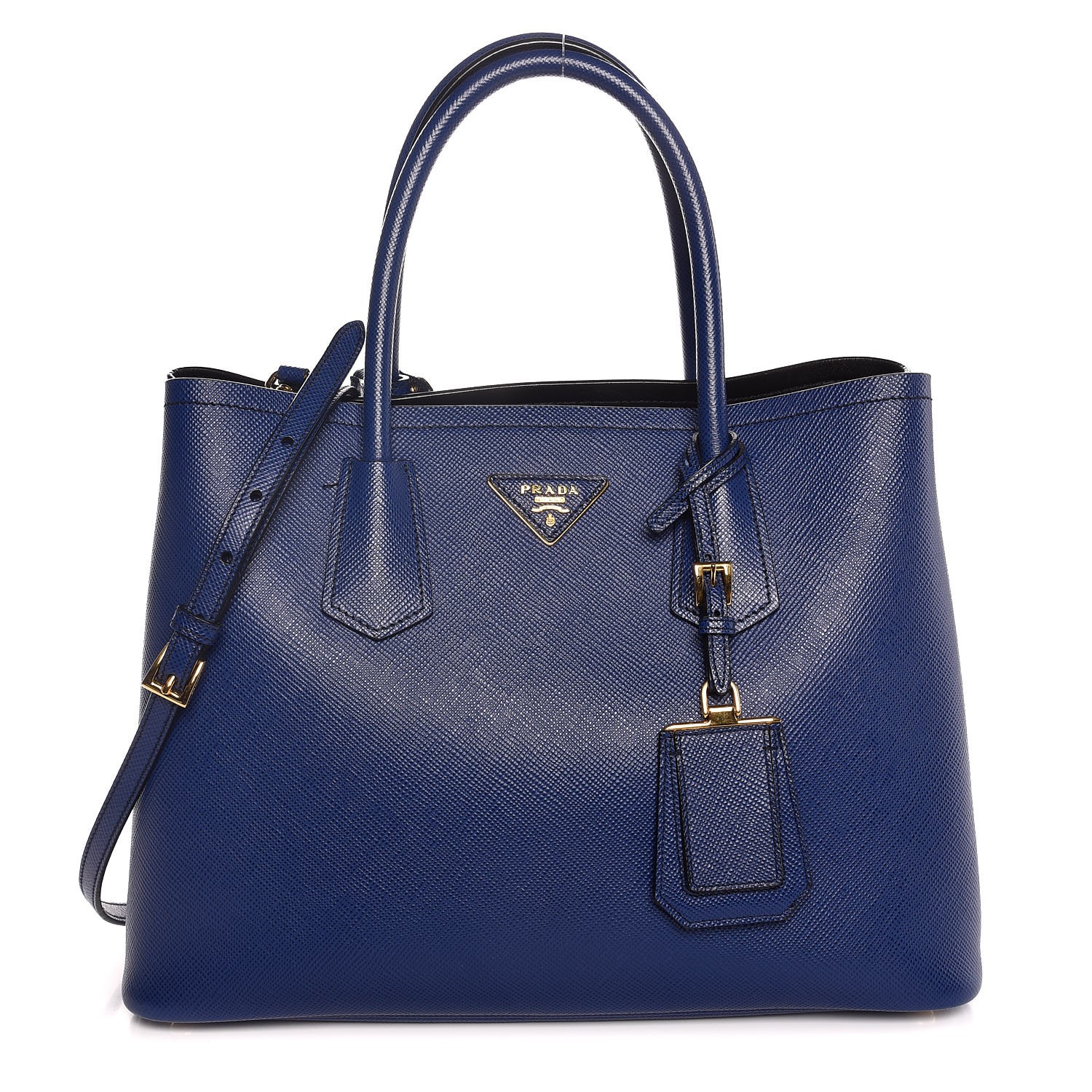 PRADA Saffiano Cuir Medium Double Bag Inchiostro 307435