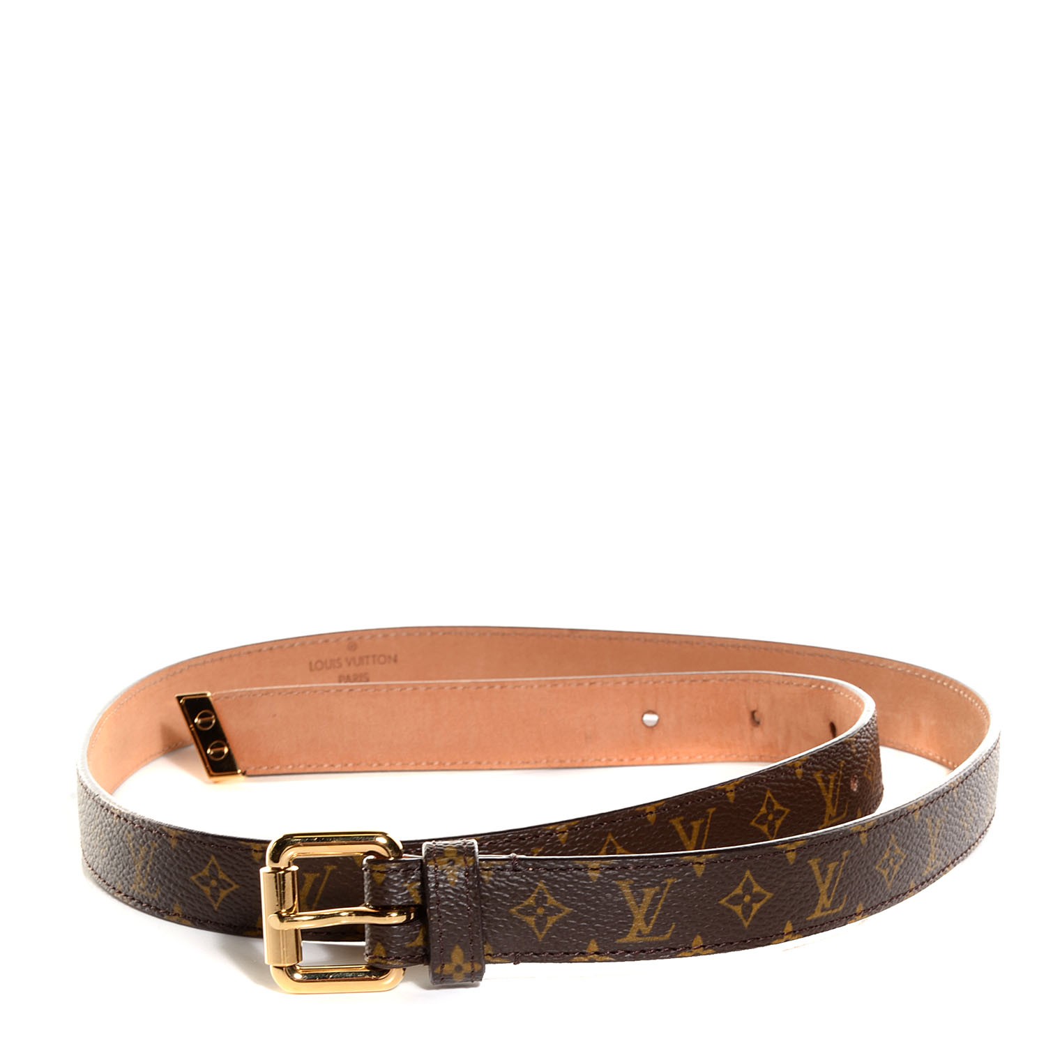 LOUIS VUITTON Monogram Belt Gold Buckle 80 32 99397