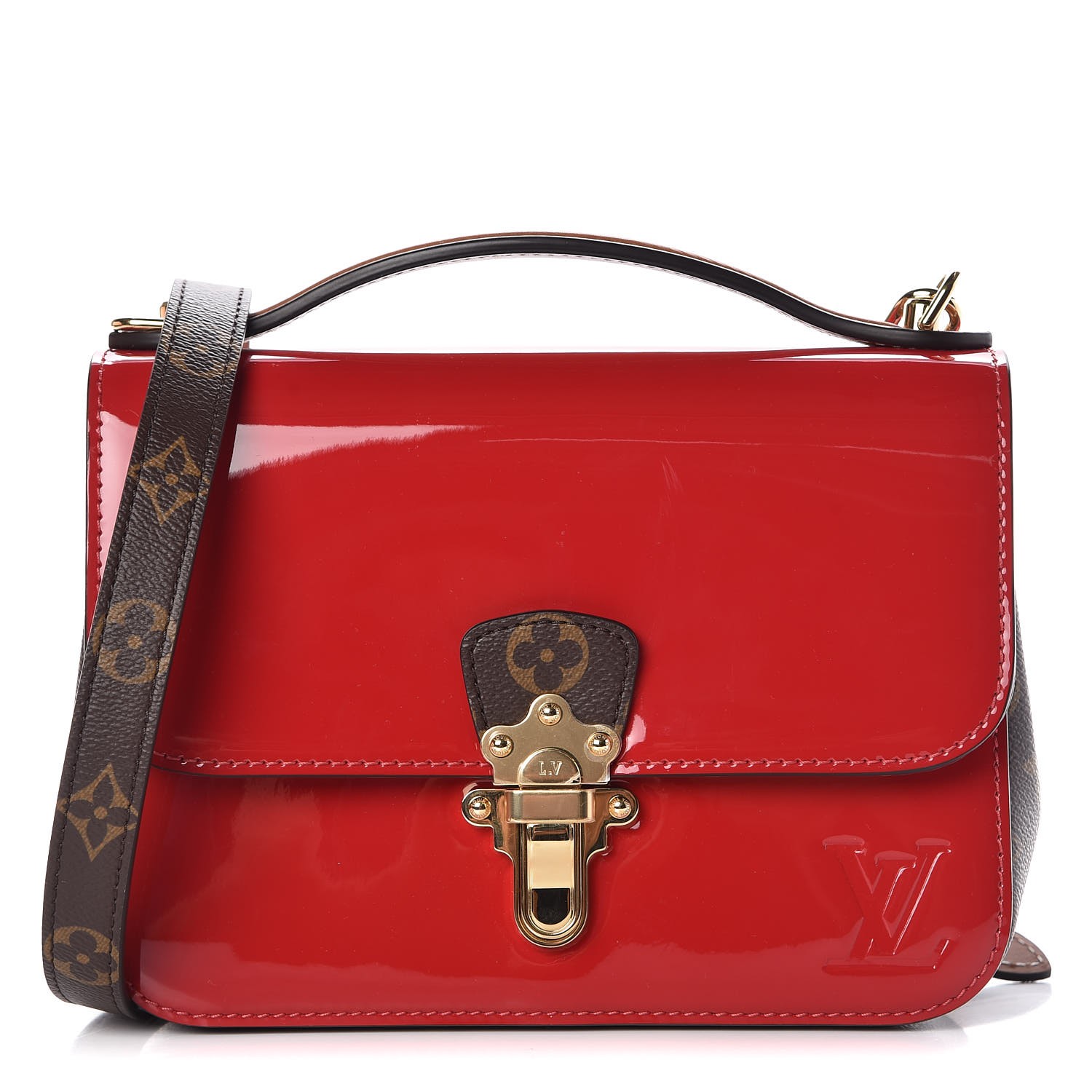 Louis Vuitton Cherrywood Handbag Vernis with Monogram Canvas BB Brown  1494731