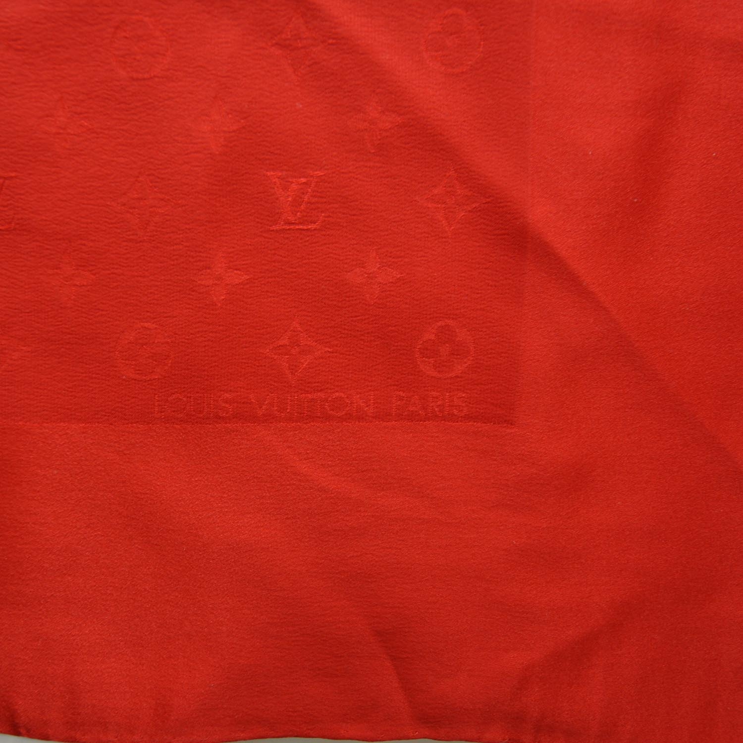 LOUIS VUITTON Silk Monogram Monaco Square Scarf Red 22156