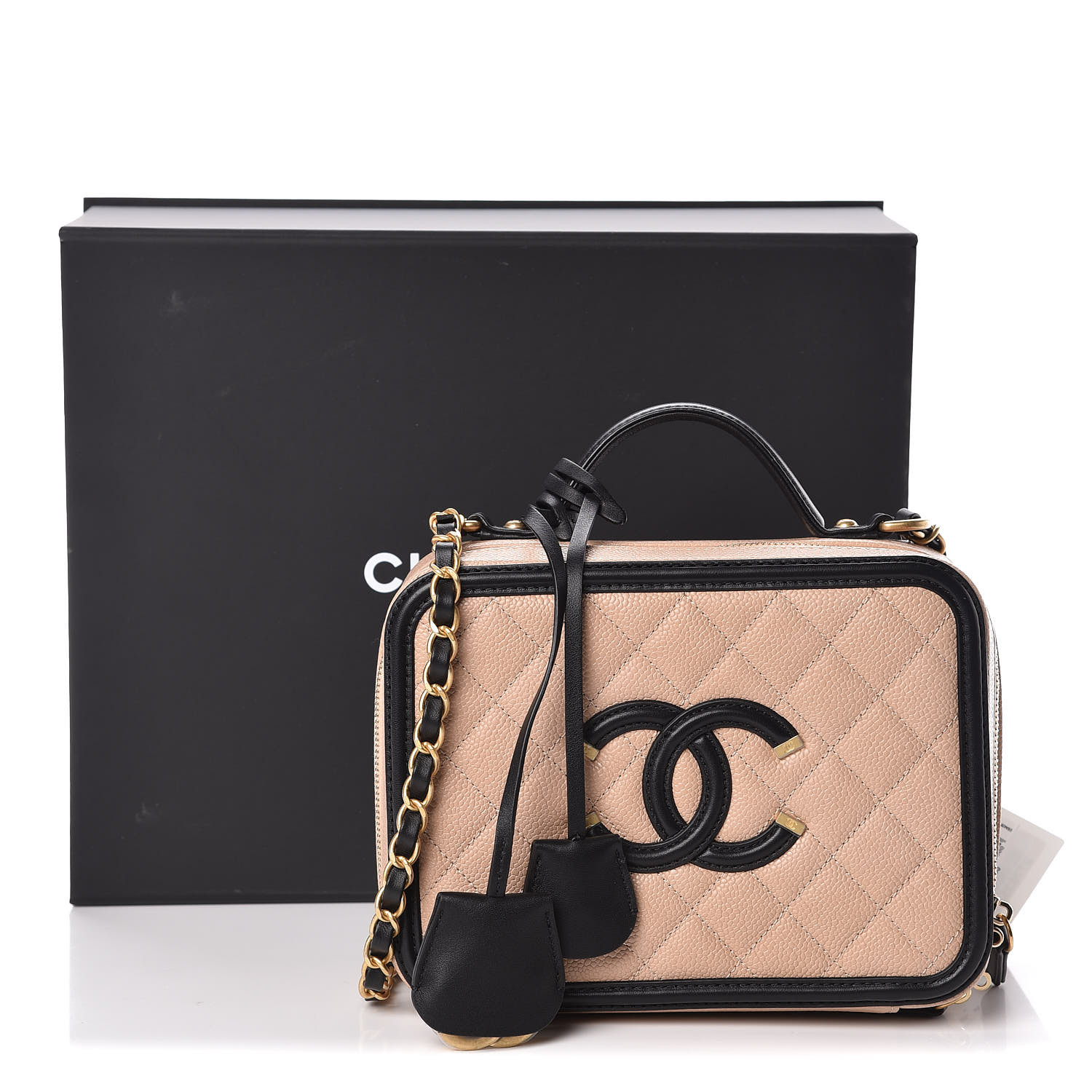 chanel caviar quilted medium cc filigree vanity case