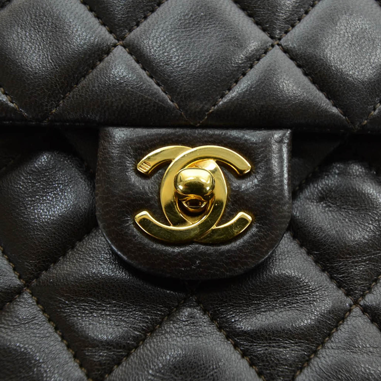 CHANEL Lambskin Quilted Mini Flap Brown 28163